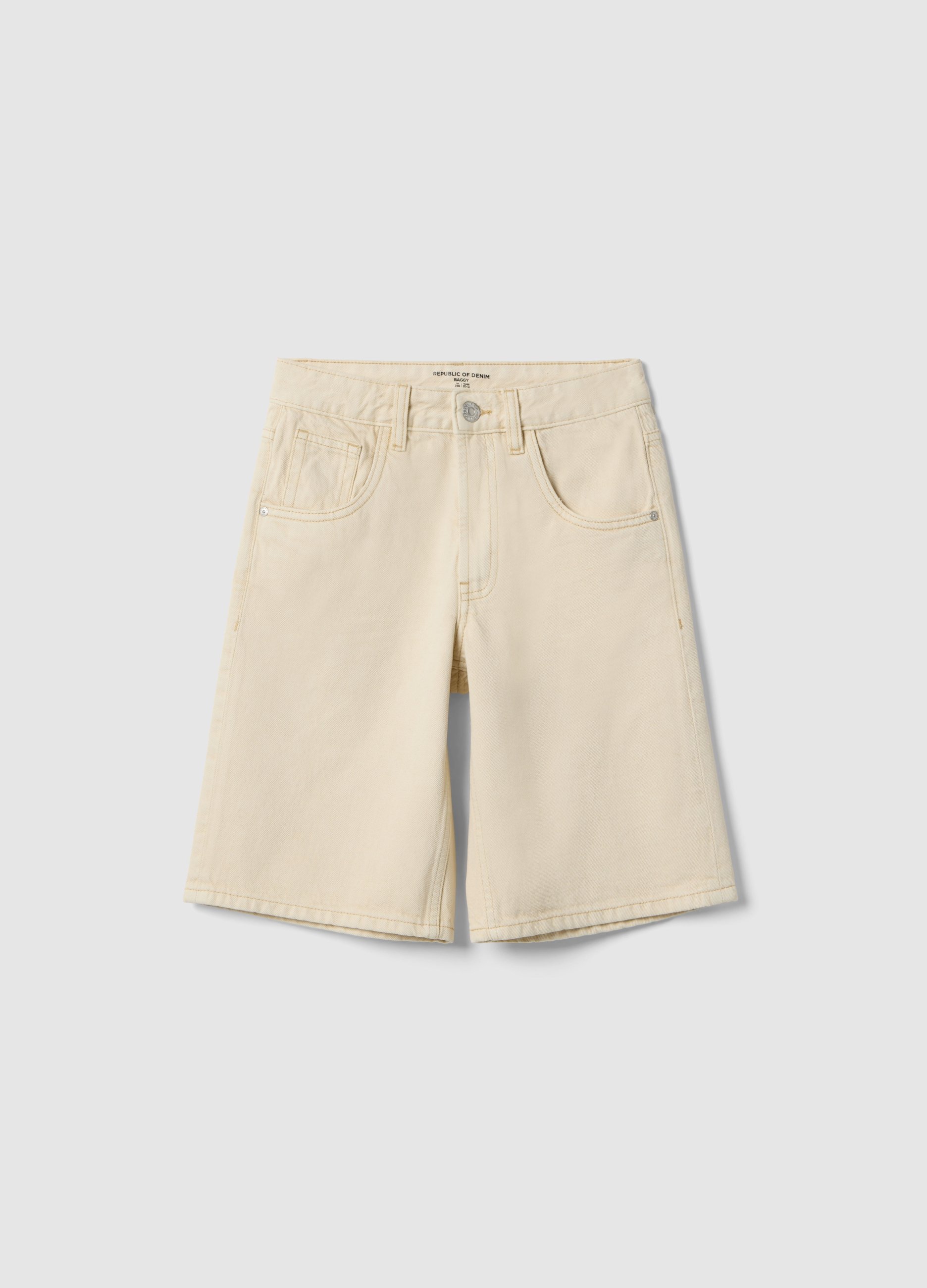 REPUBLIC OF DENIM, Shorts Anchos De Algodón Puro Beige Para Chicos, Niño, Beige Claro, Talla: 10-11