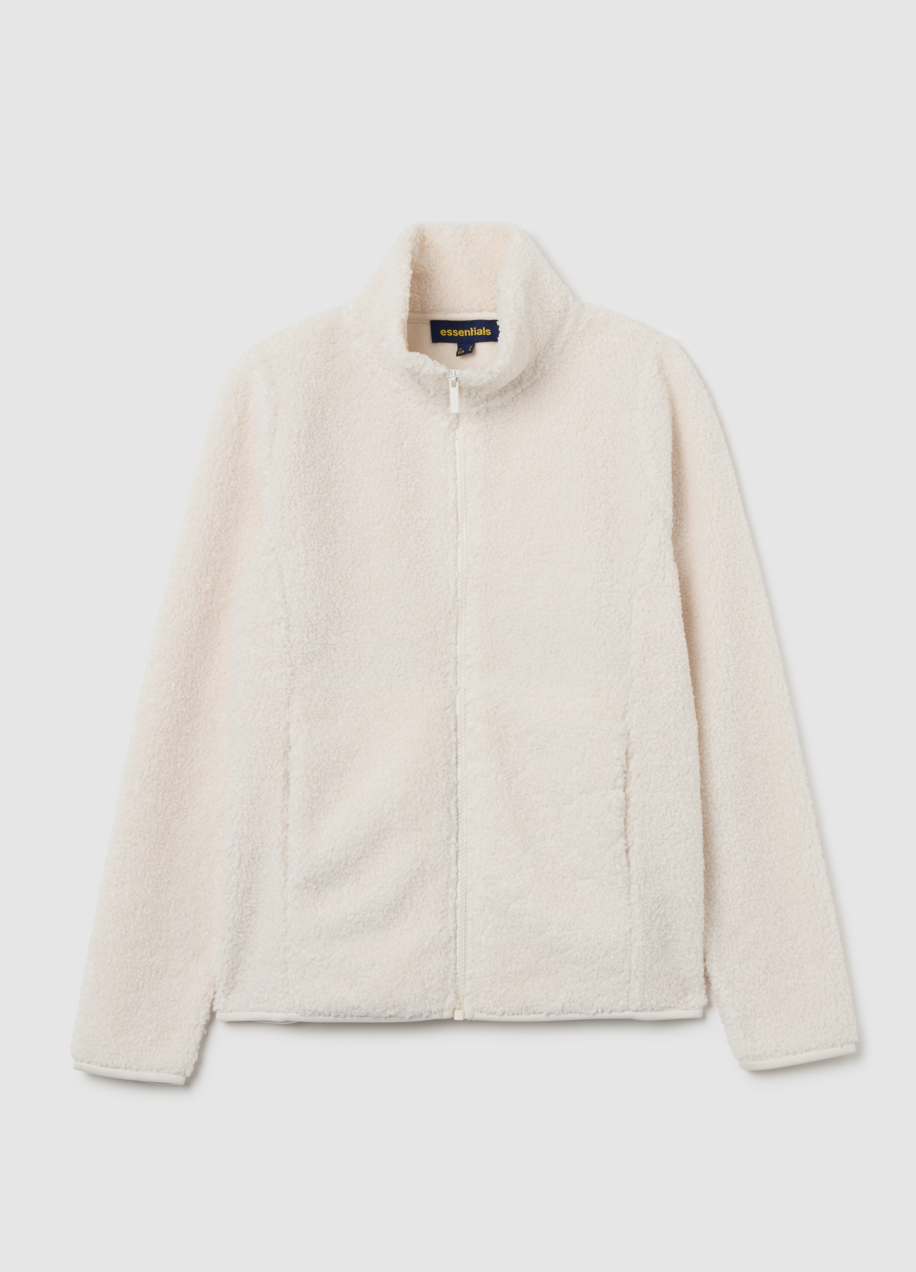 Sudadera Blanca Regular Fit Con Cremallera, Mujer, Blanco óptico, Talla: 36