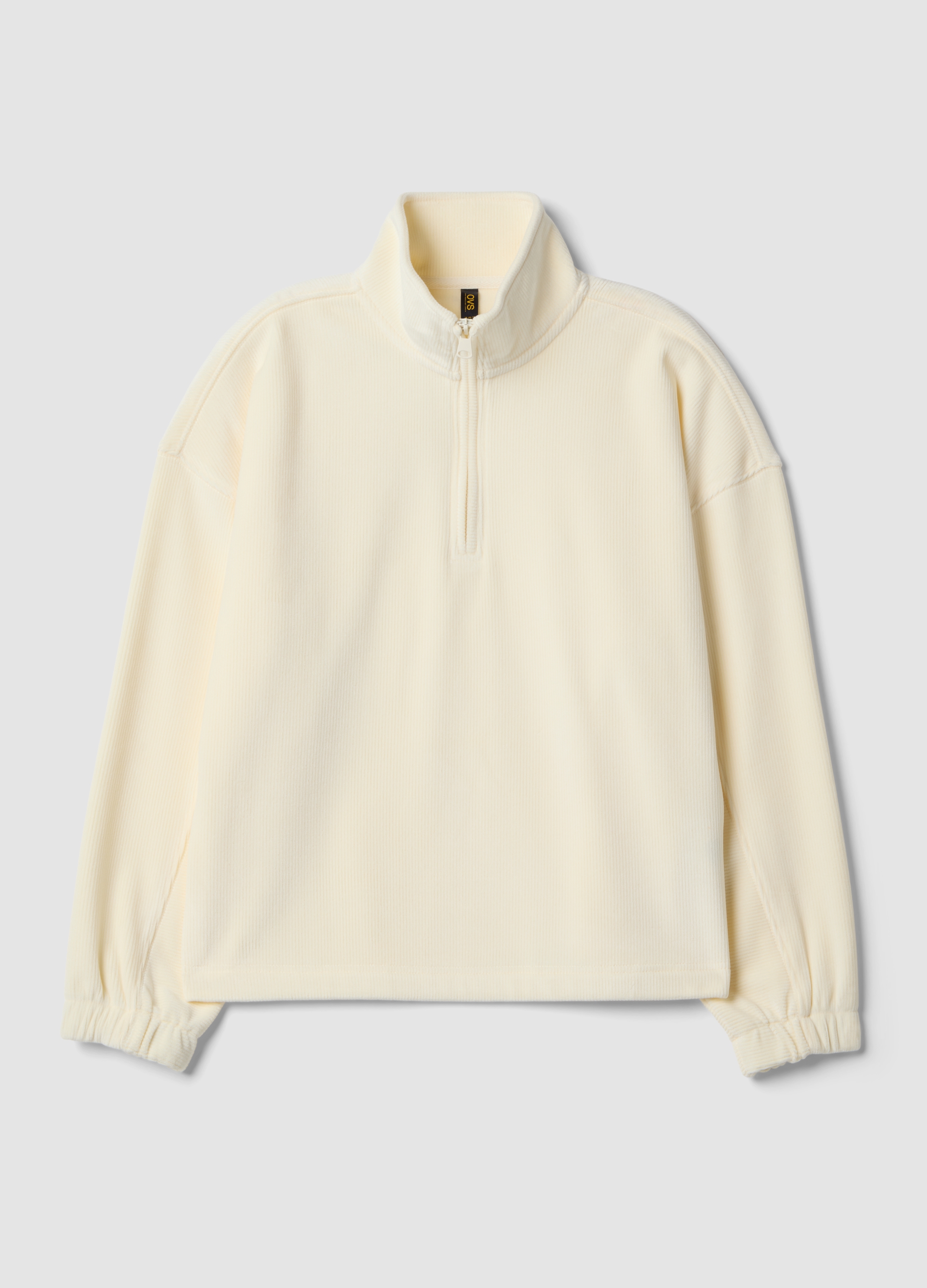 OVS, Maglia Bianca In Tessuto Elasticizzato Con Collo Serafino, Donna, Bianco, Taglia: M
