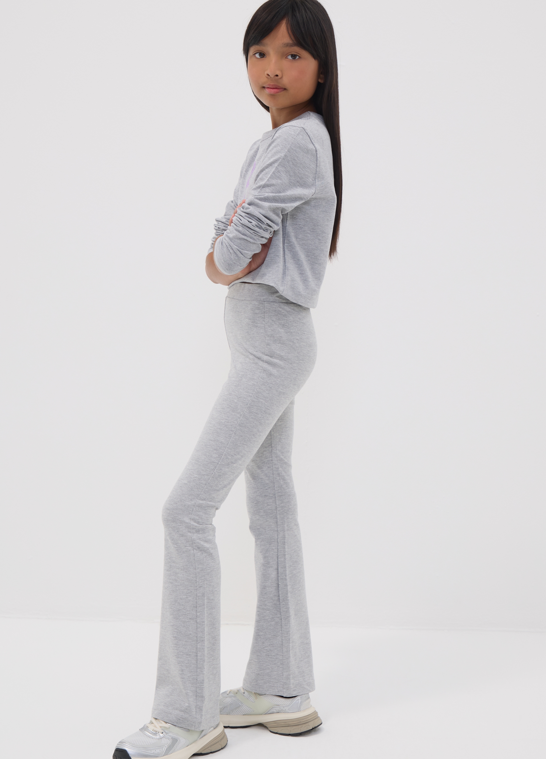 OVS KIDS, Leggings Grigi Flare In Cotone Organico Elasticizzato Per Ragazza, Bambina, Grigio, Taglia: 11-12
