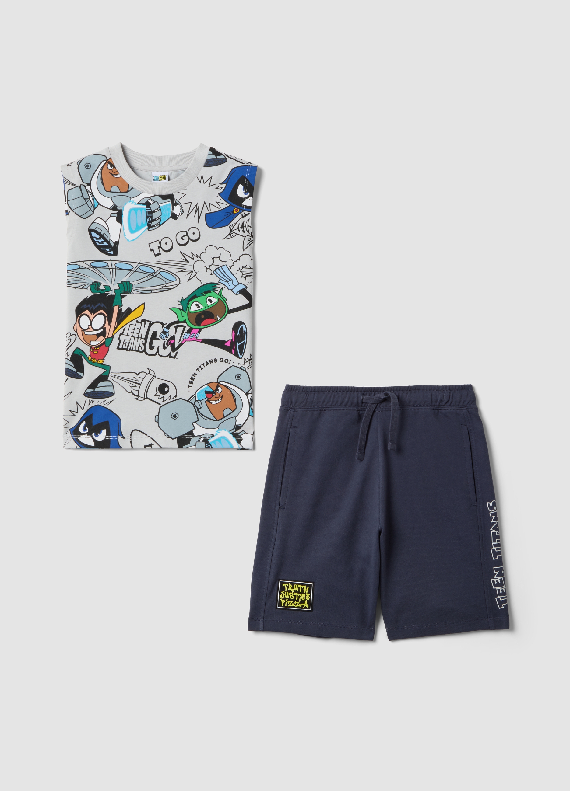WARNER BROS, Conjunto Multicolor De Puro Algodón Para Niños Ajuste Regular, Niño, Gris/azul, Talla: 6-7