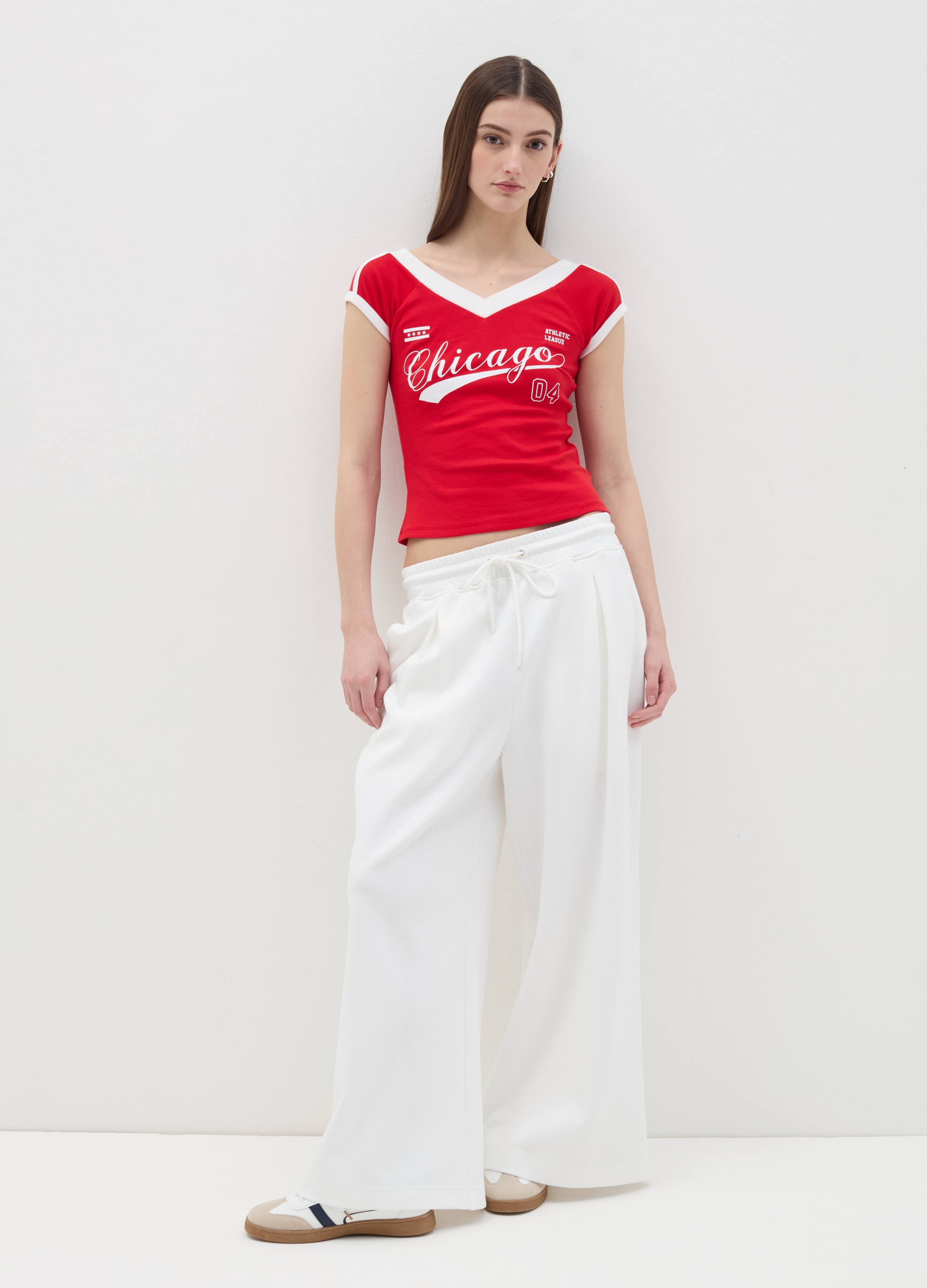 OVS, Joggers A Gamba Larga Con Dettaglio In Vita, Donna, Bianco, Taglia: XS