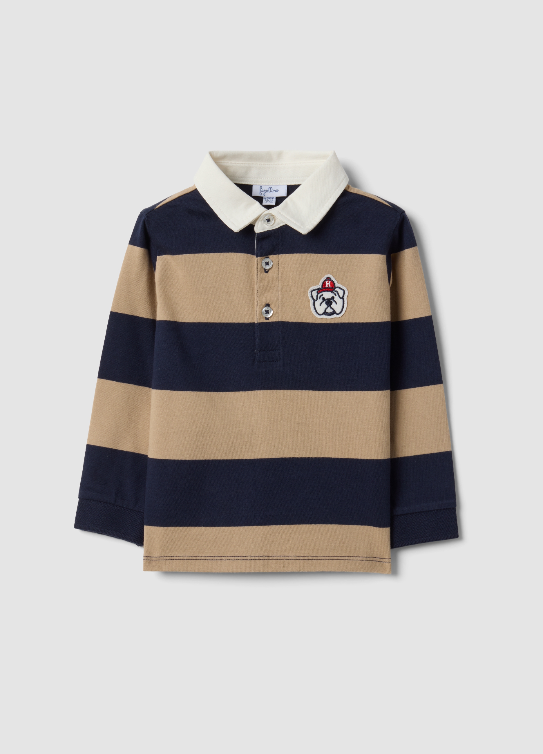 FAGOTTINO, Polo Blu In Puro Cotone Organico A Righe Per Bimbo, Bambino, Blu, Taglia: 12-18