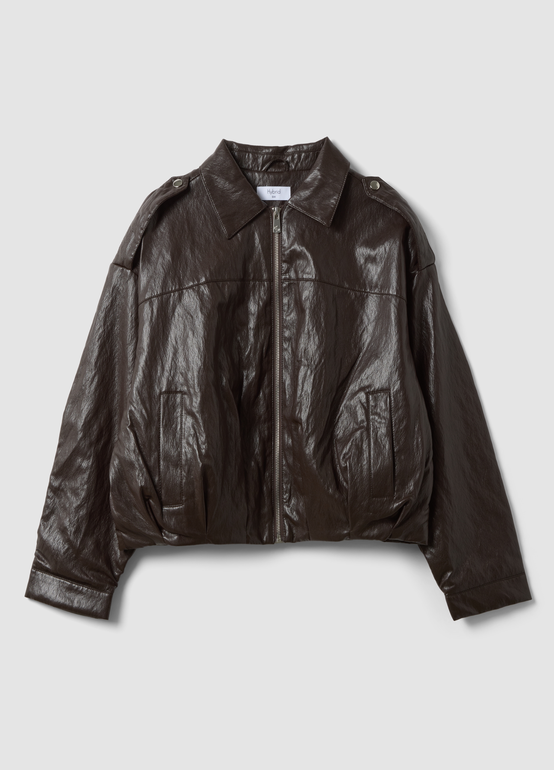 HYBRID, Giacca Marrone In Misto Cotone Con Zip Regular Fit, Donna, Marrone, Taglia: L/XL