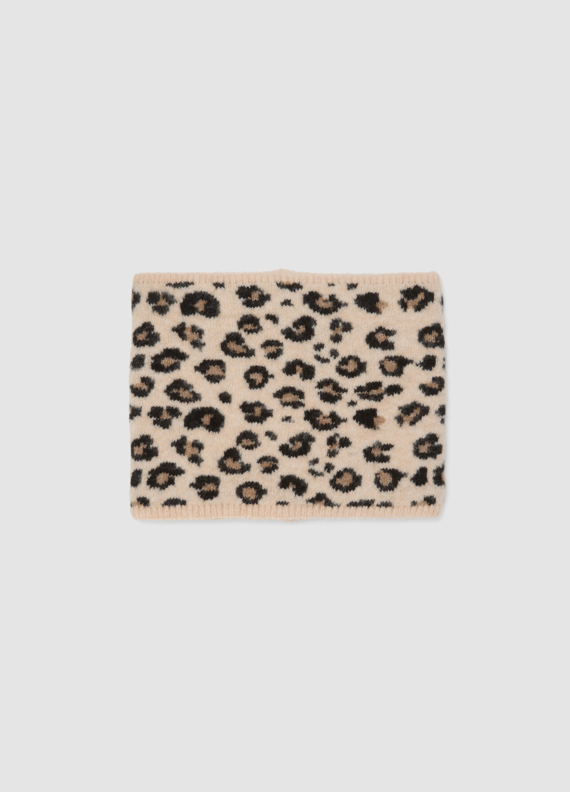 OVS KIDS, Sciarpa Beige In Lana Elasticizzato Con Fantasia Animalier, Bambina, Beige, Taglia: ONE SIZE