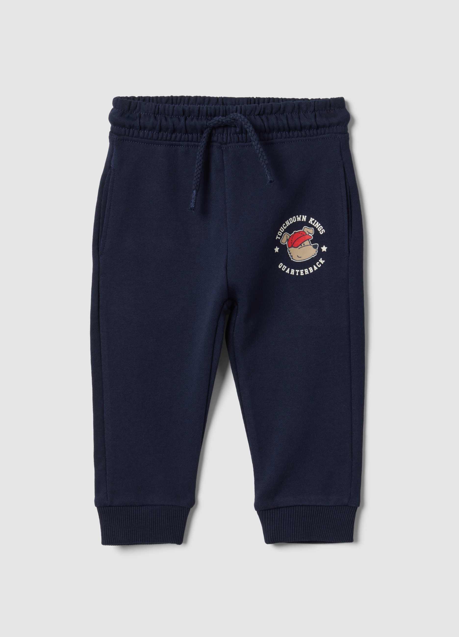 FAGOTTINO, Pantaloni Jogger Blu In Puro Cotone Con Stampa Cagnolino Per Bimbo, Bambino, Blu, Taglia: 18-24