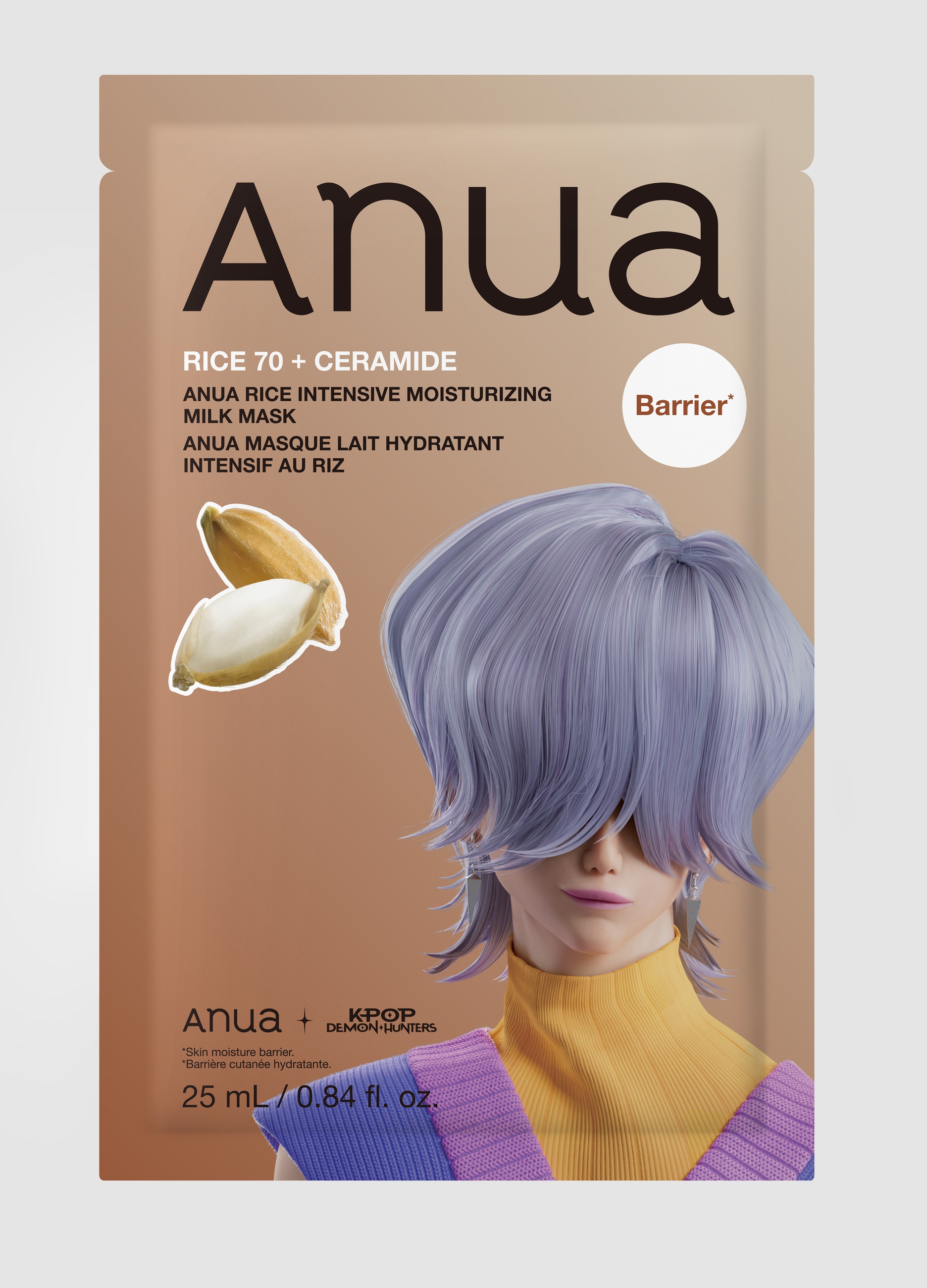 ANUA, Rice 70 Intensive Moisturizing Milk Mask 25ml - Anua Kpop Demon Hunters, Donna, Multicolor, Taglia: FASUL