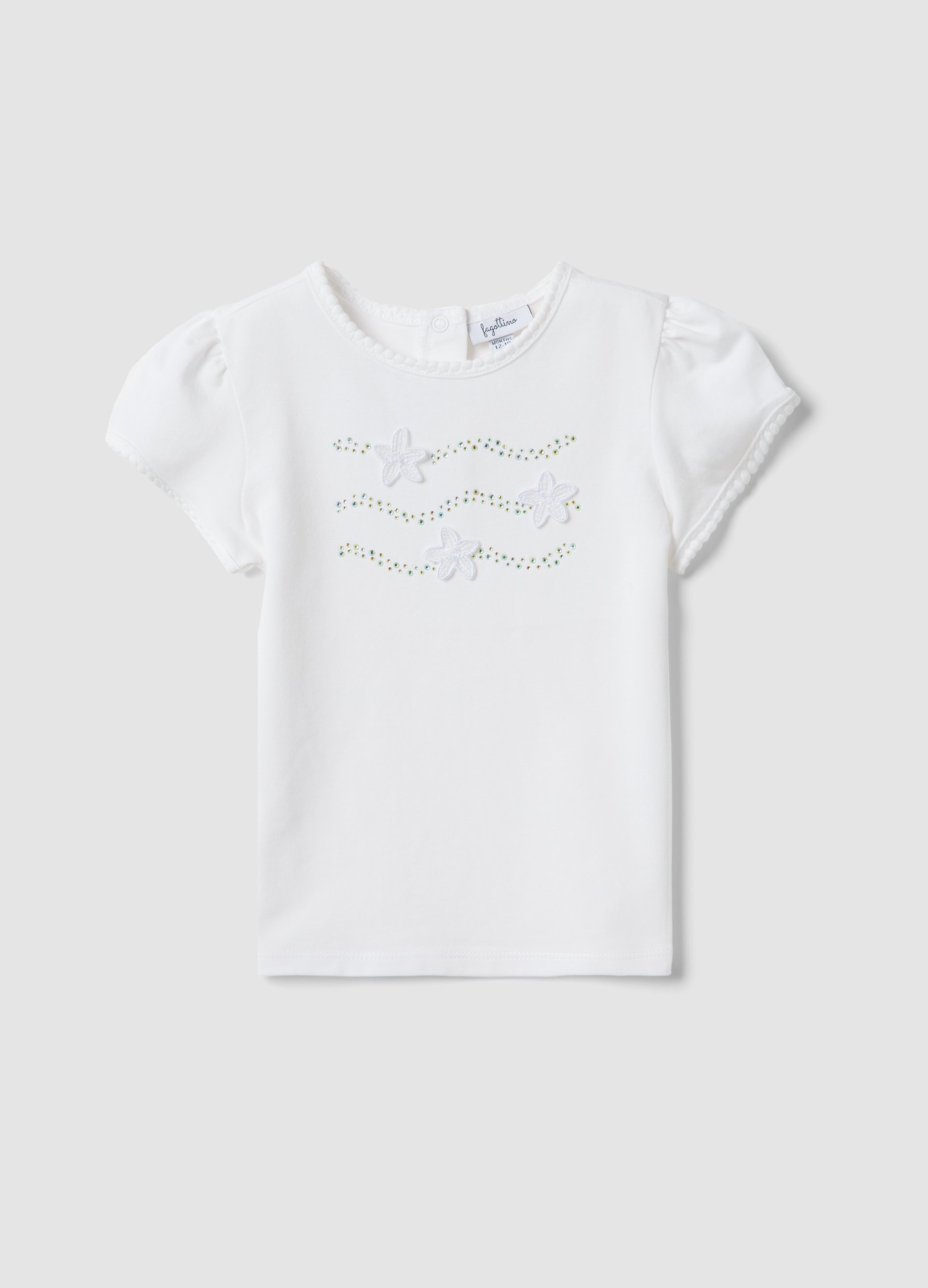 FAGOTTINO, Camiseta Blanca De Manga Corta En Algodón Elástico, Niña, Blanco, Talla: 24-30