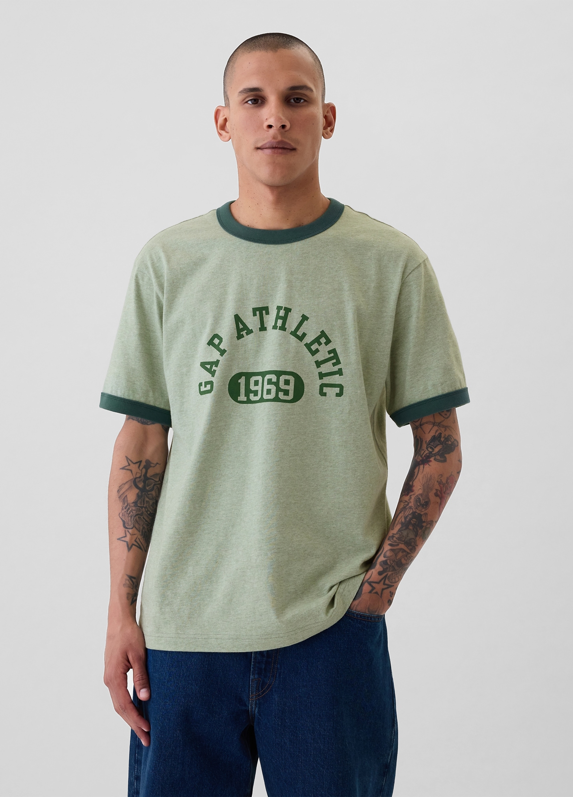 GAP, T-shirt In Cotone Con Logo, Uomo, Verde, Taglia: XL