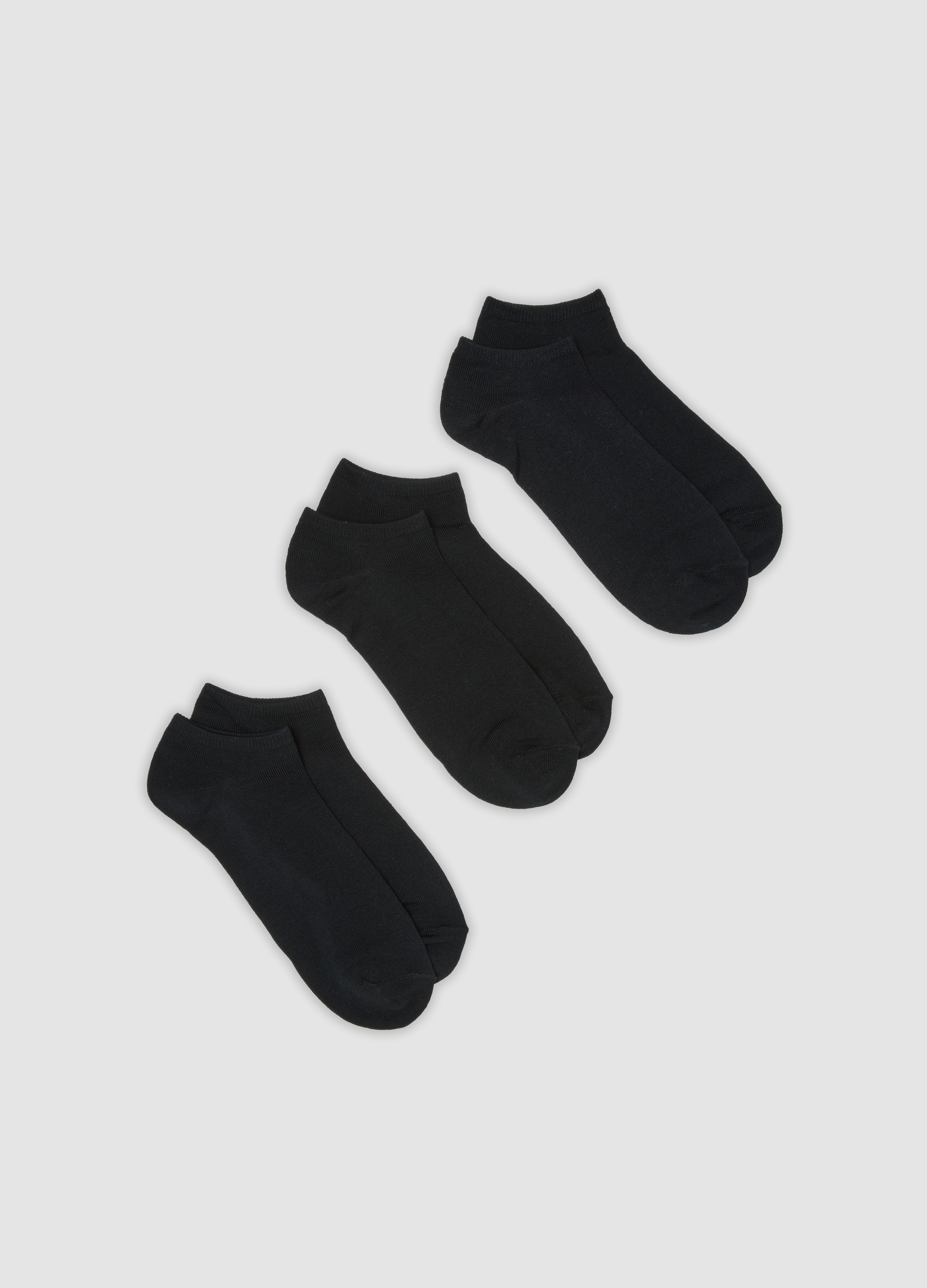 OVS, Tripack Di Calze Sportive Nere Alla Caviglia In Cotone Organico Elasticizzato, Uomo, Nero, Taglia: 38-42