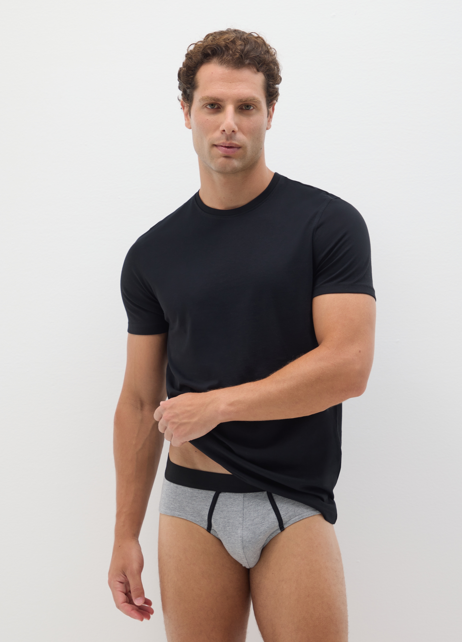 Multipack De Slips Gris De Algodón Puro Regular Fit, Hombre, Grey/Black, Talla: S