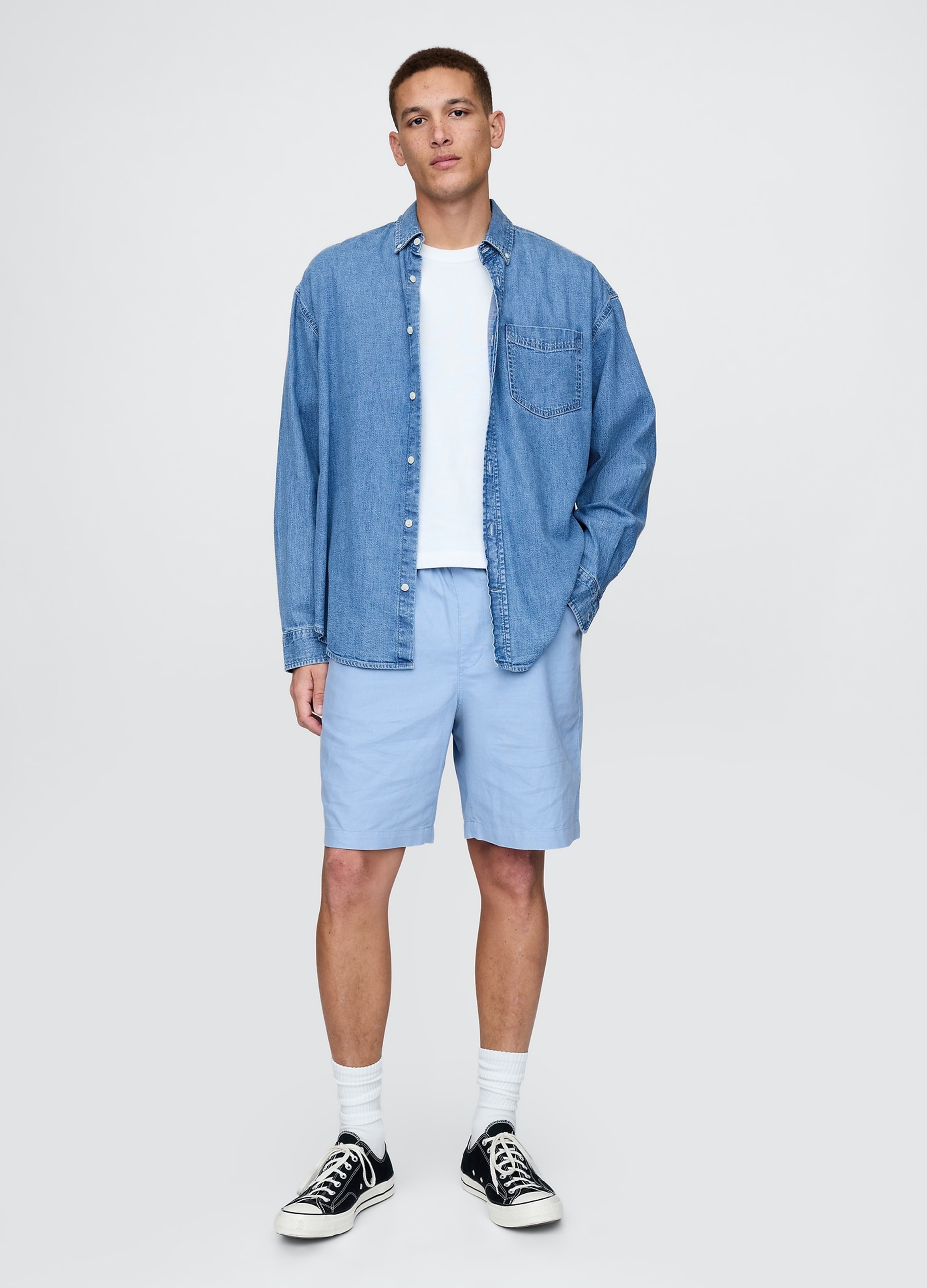GAP, Shorts In Lino E Cotone, Uomo, Azzurro, Taglia: XL