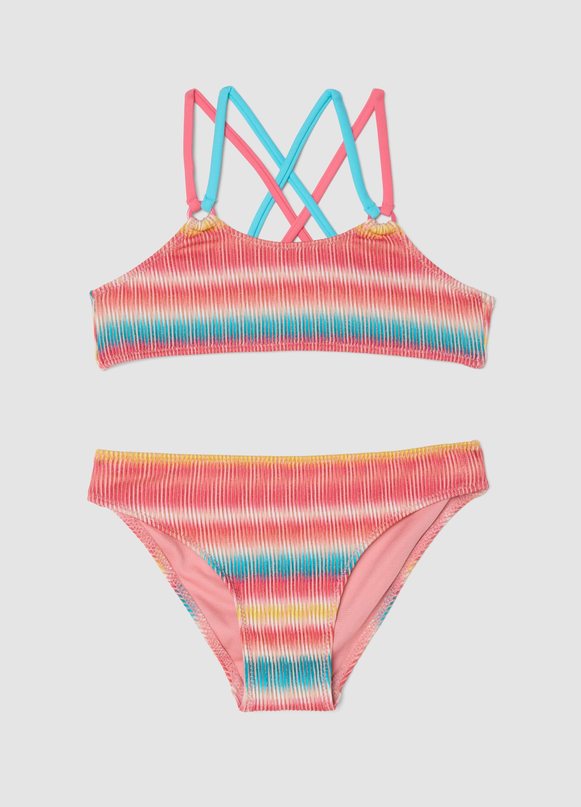 OVS KIDS, Bikini A Righe Multicolor In Tessuto Elasticizzato Per Bambina, Niña, Multicolor, Talla: 5-6