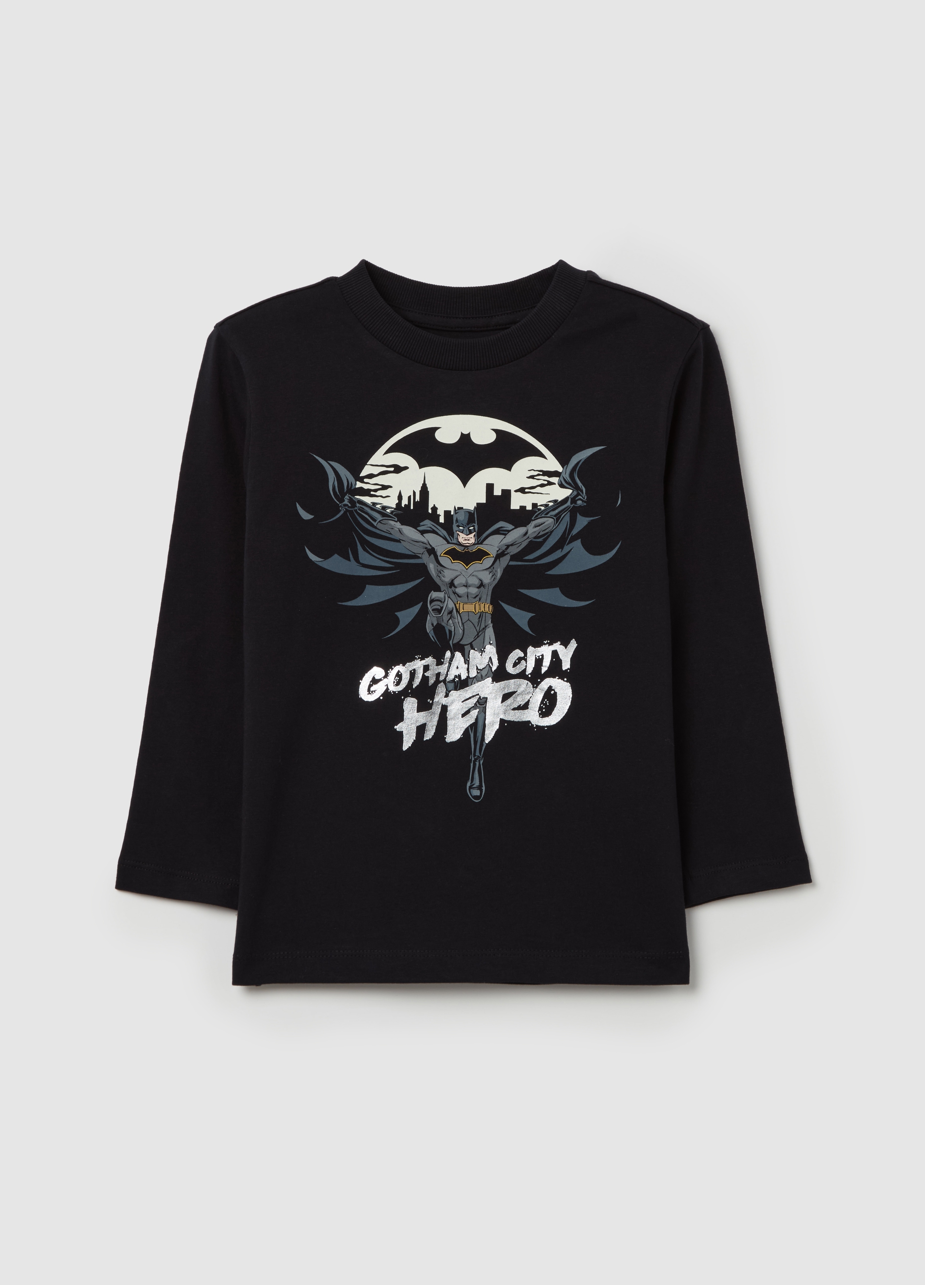 Camiseta De Manga Larga Con Estampado Batman, Niño, Negro, Talla: 5-6