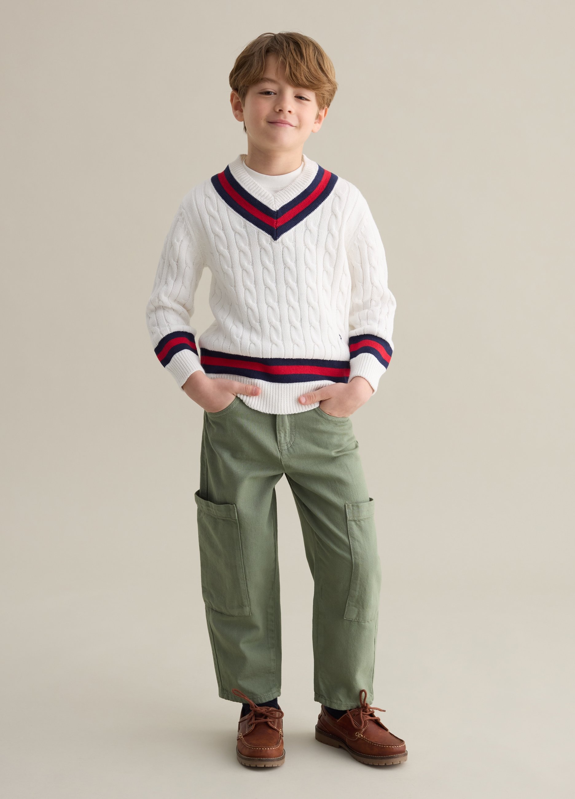 PIOMBO, Vaqueros Cargo De Algodón, Niño, Verde salvia, Talla: 4