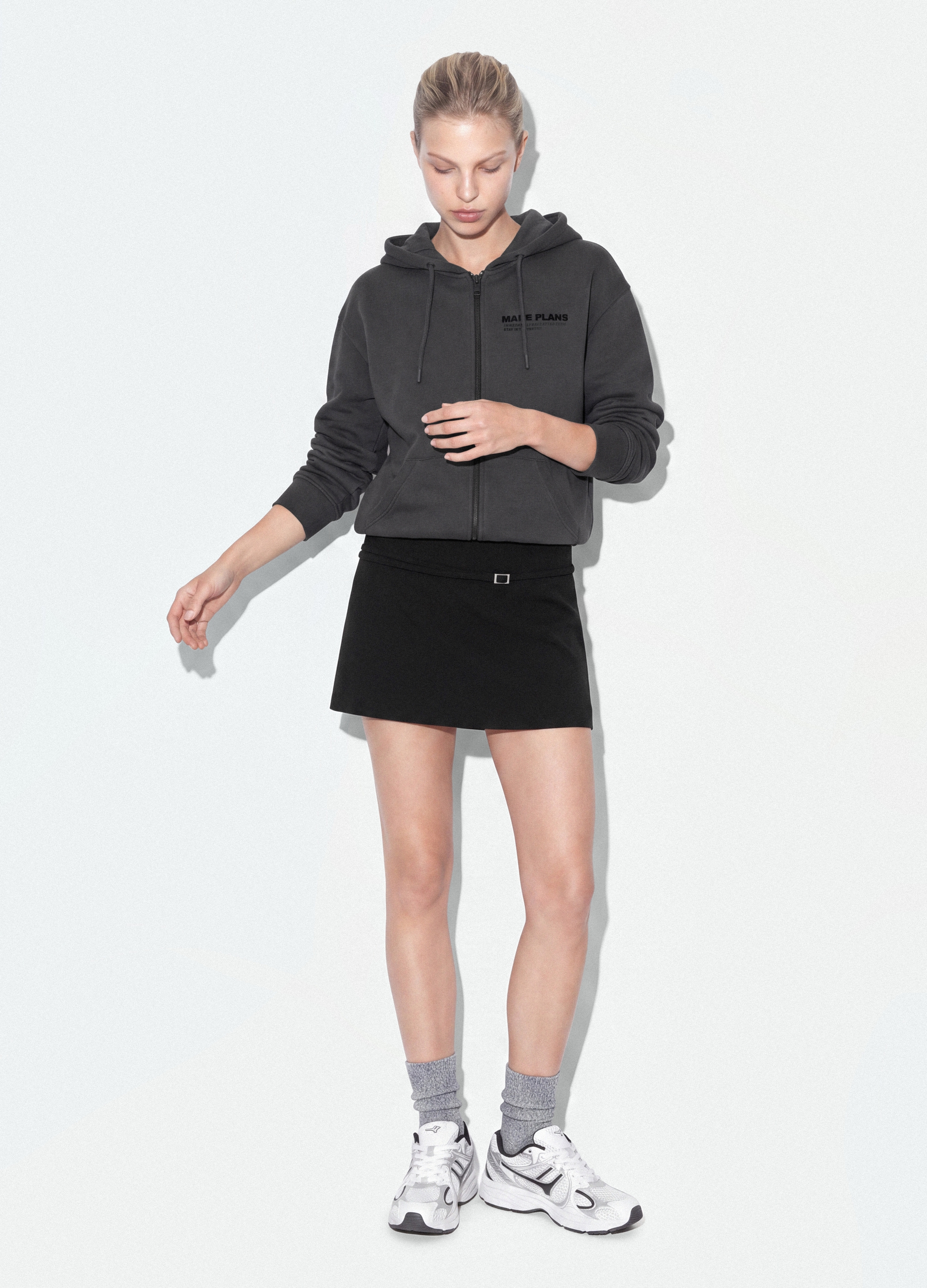 B.ANGEL, Felpa Grigia In Misto Cotone Con Cappuccio E Scritta Relaxed Fit, Donna, Grigio, Taglia: L