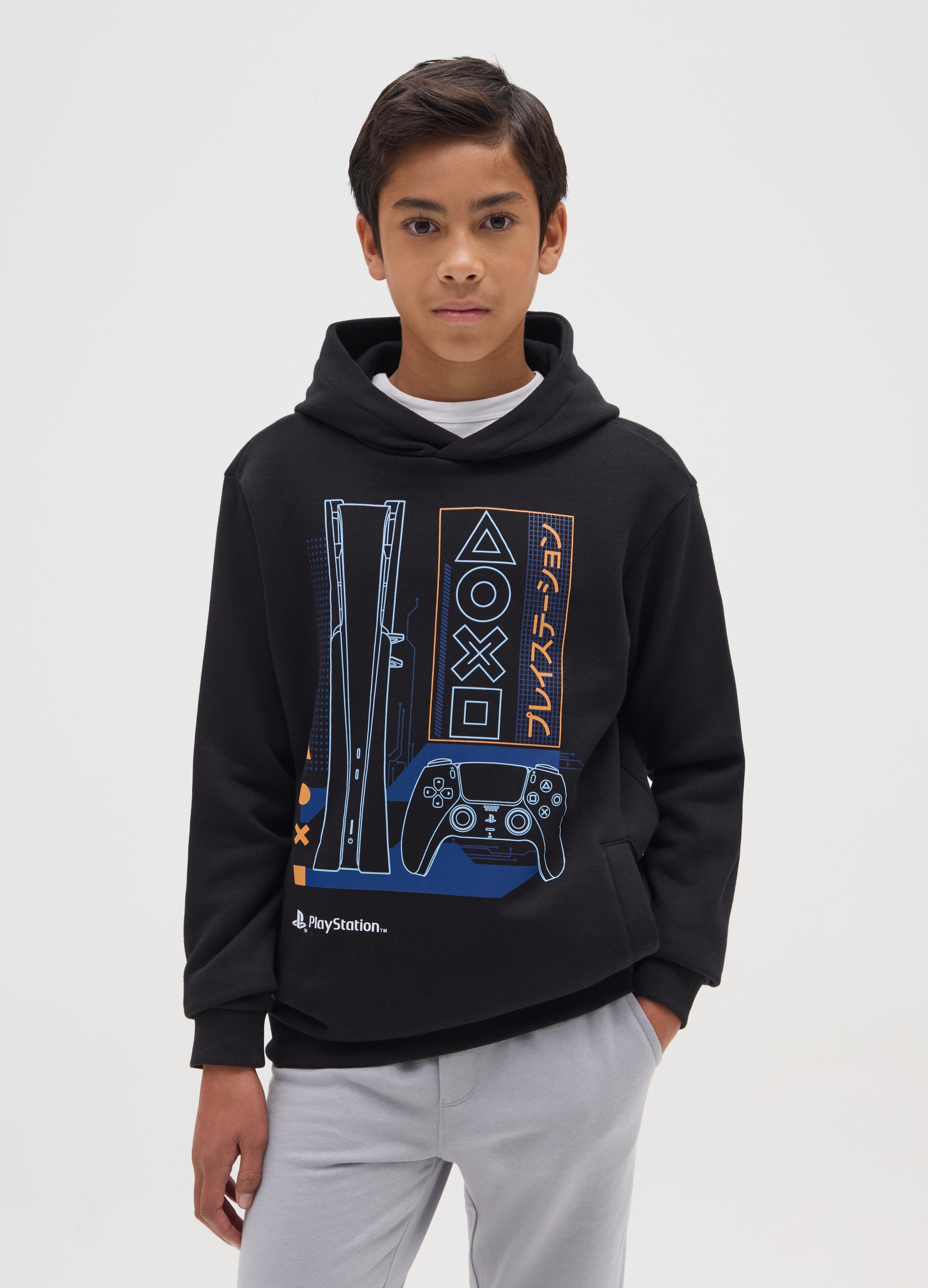 OVS KIDS, Felpa Con Cappuccio Nera Da Bambino In Misto Cotone Regular Fit, Nero, Taglia: 11-12