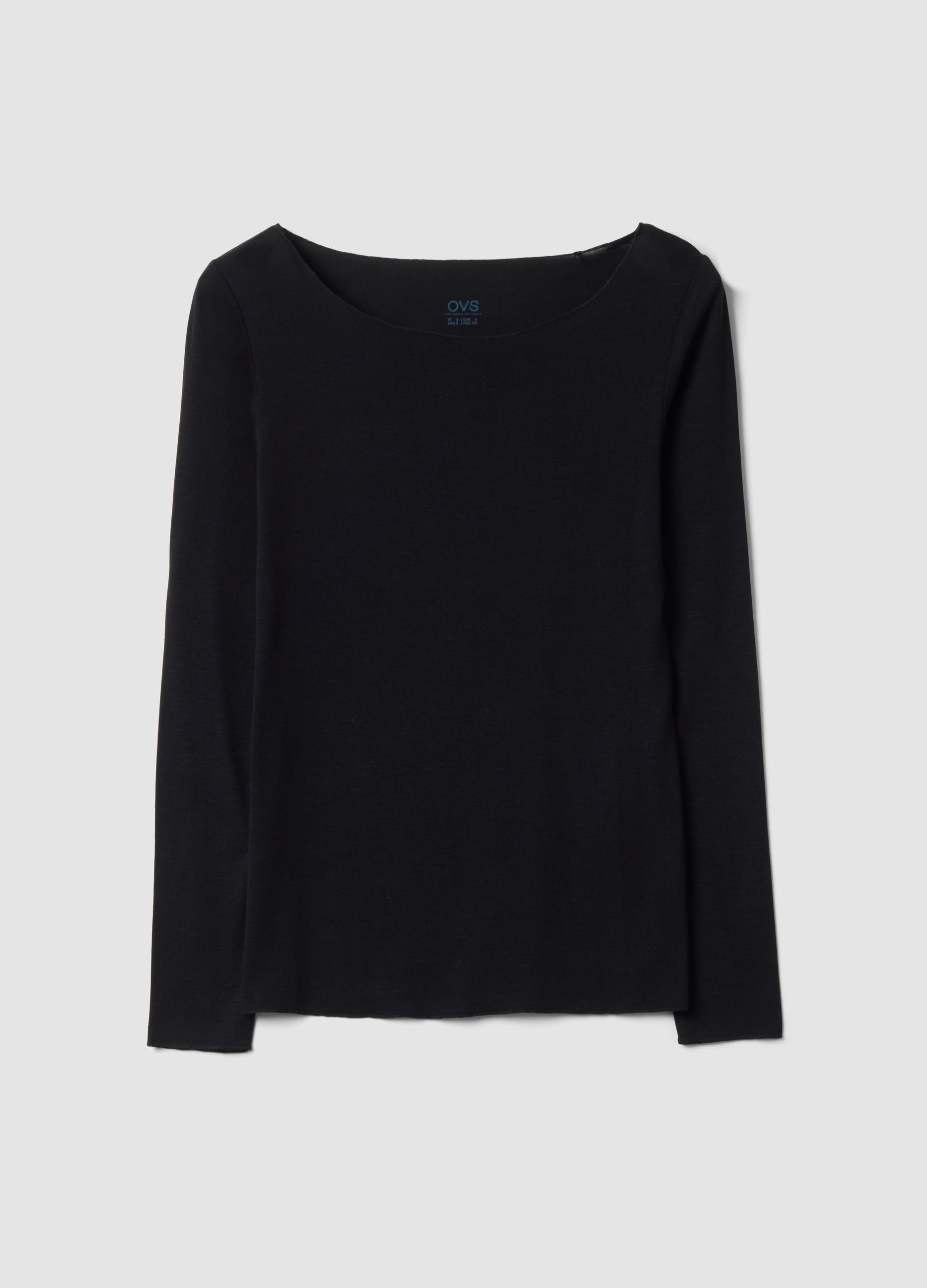 OVS, T-shirt Nera In Modal Elasticizzato Con Girocollo Regular Fit, Donna, Nero, Taglia: S
