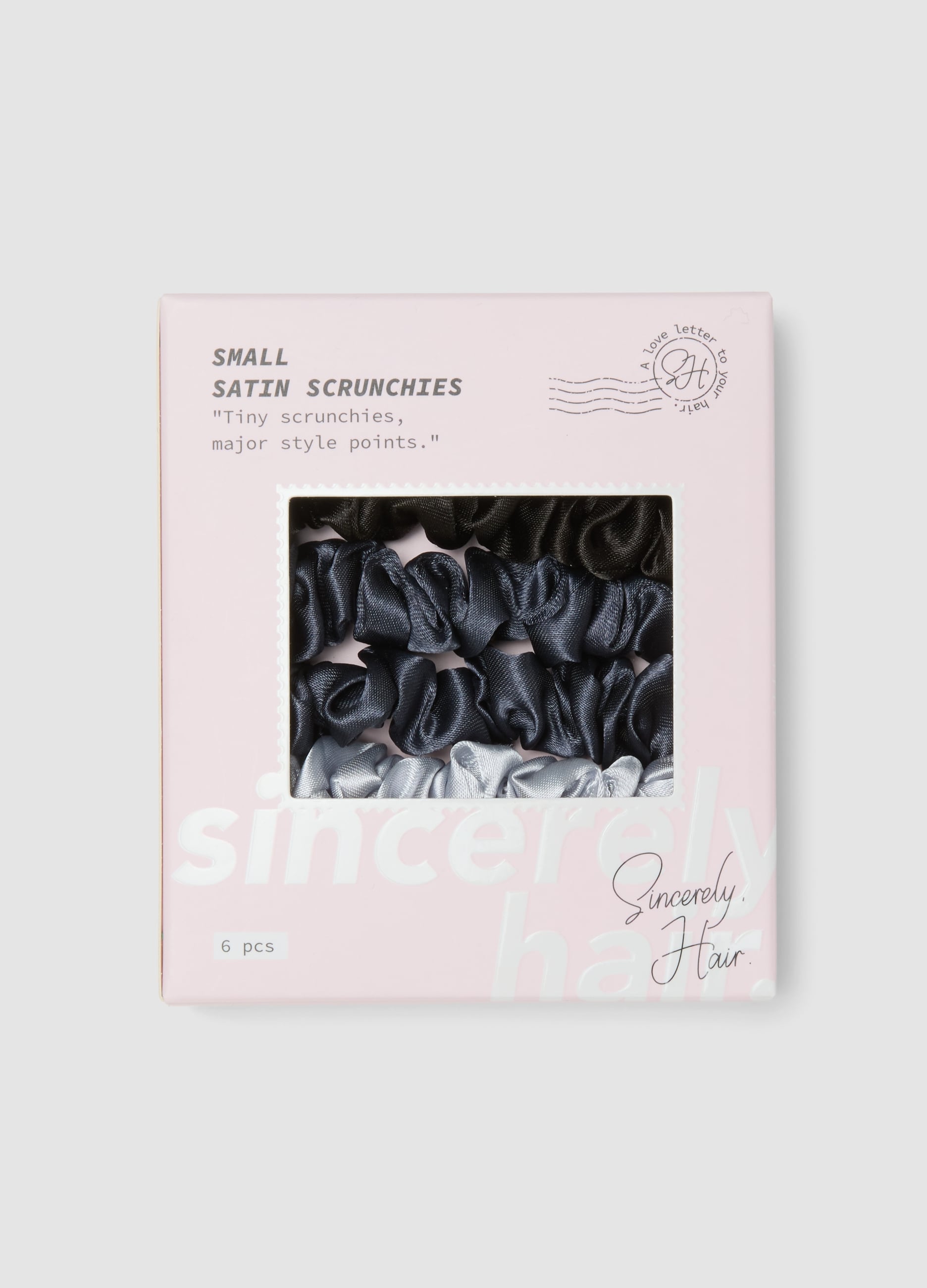SINCERELY HAIR, Sincerely Hair Small Satin Scrunchies 6 Pezzi Black & Grey, Unisex, Multicolor, Taglia: FASUL