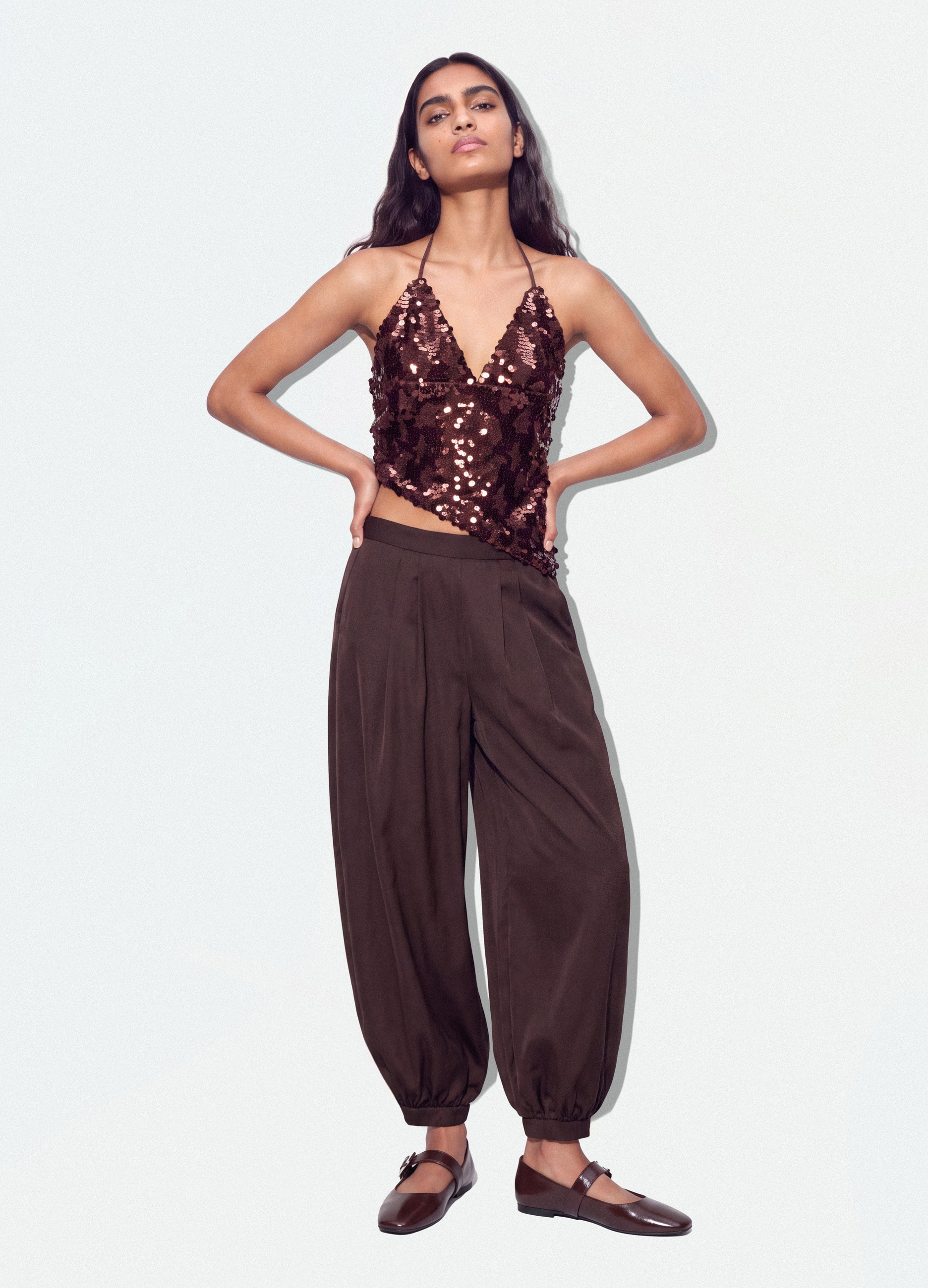 B.ANGEL, Pantaloni Marroni Baggy Fit Con Fondo Elasticizzato, Donna, Marrone, Taglia: M