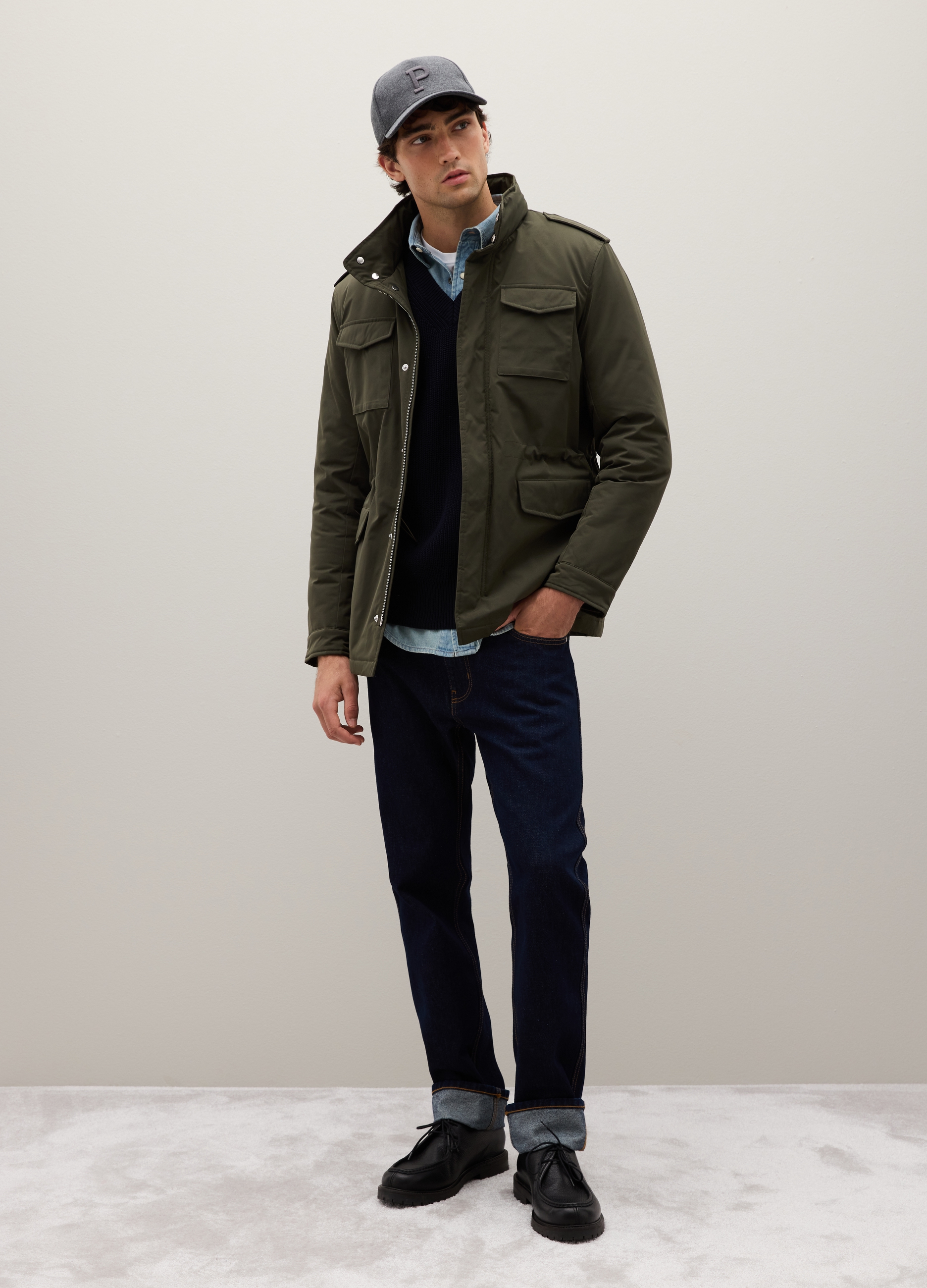 PIOMBO, Chaqueta Verde Ajuste Regular Con Bolsillos Y Cierre De Cremallera, Hombre, Verde claro, Talla: L