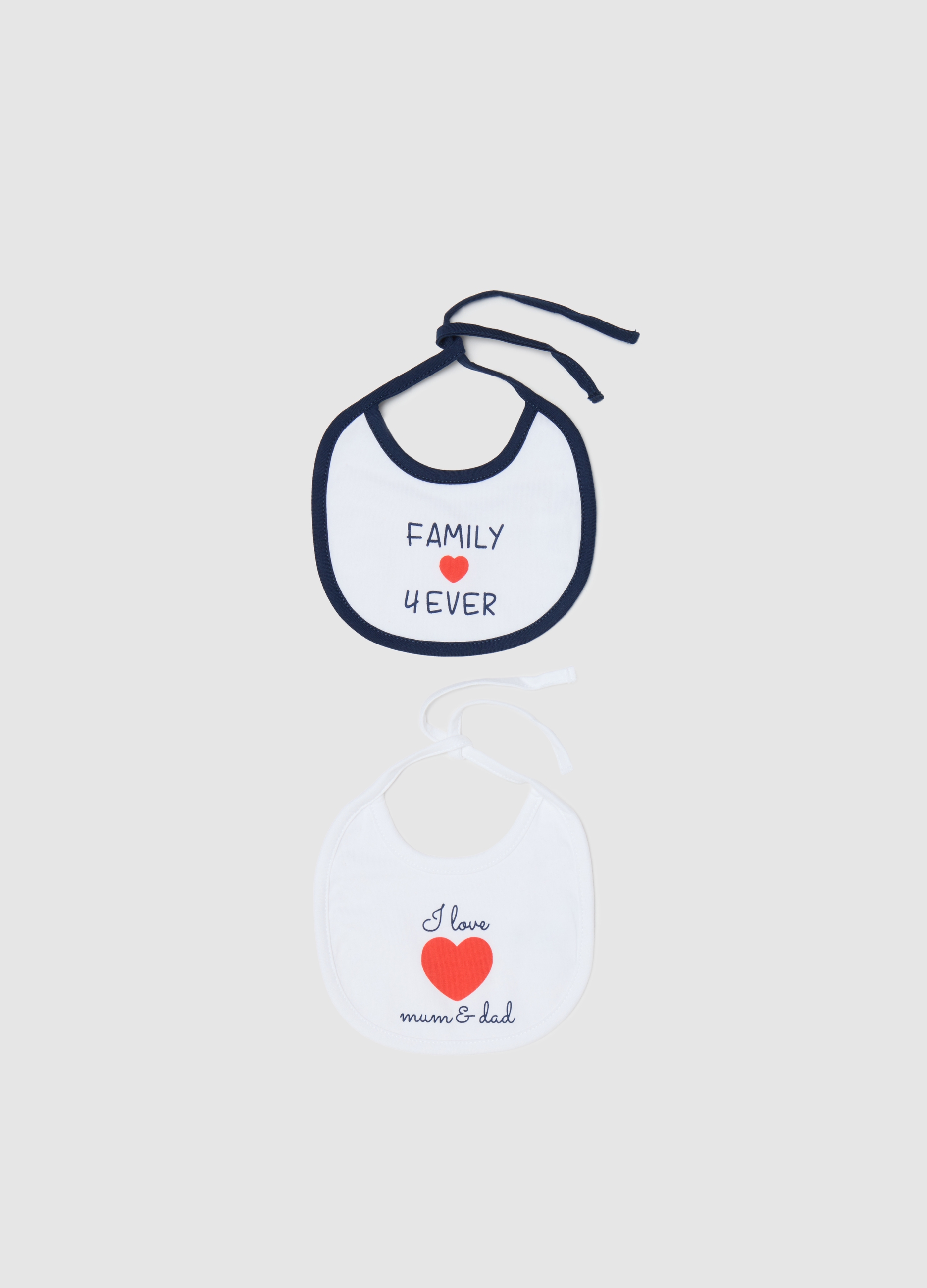 FAGOTTINO, Bipack Bavette In Cotone I Love Mum & Dad, Unisex, Bianco, Taglia: T.U.