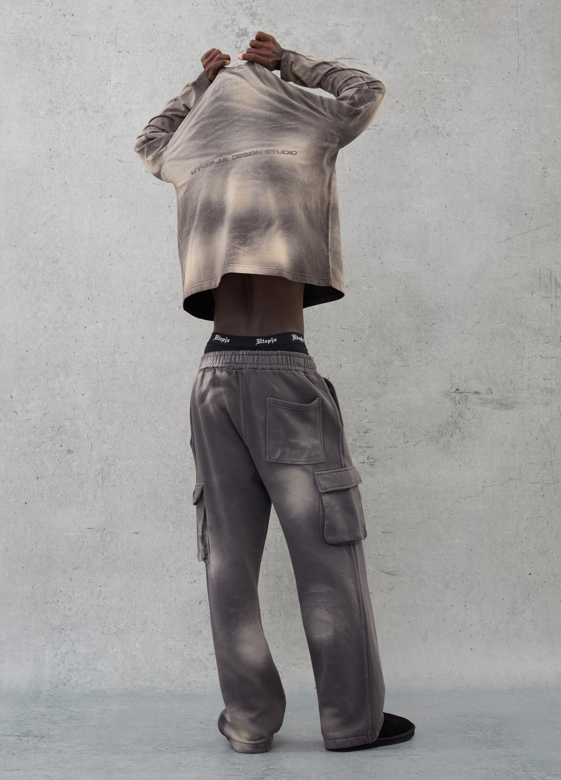 Cargo Sweatpants Vintage Grey & Sand Dye, Hombre, Beige/Gris, Talla: M