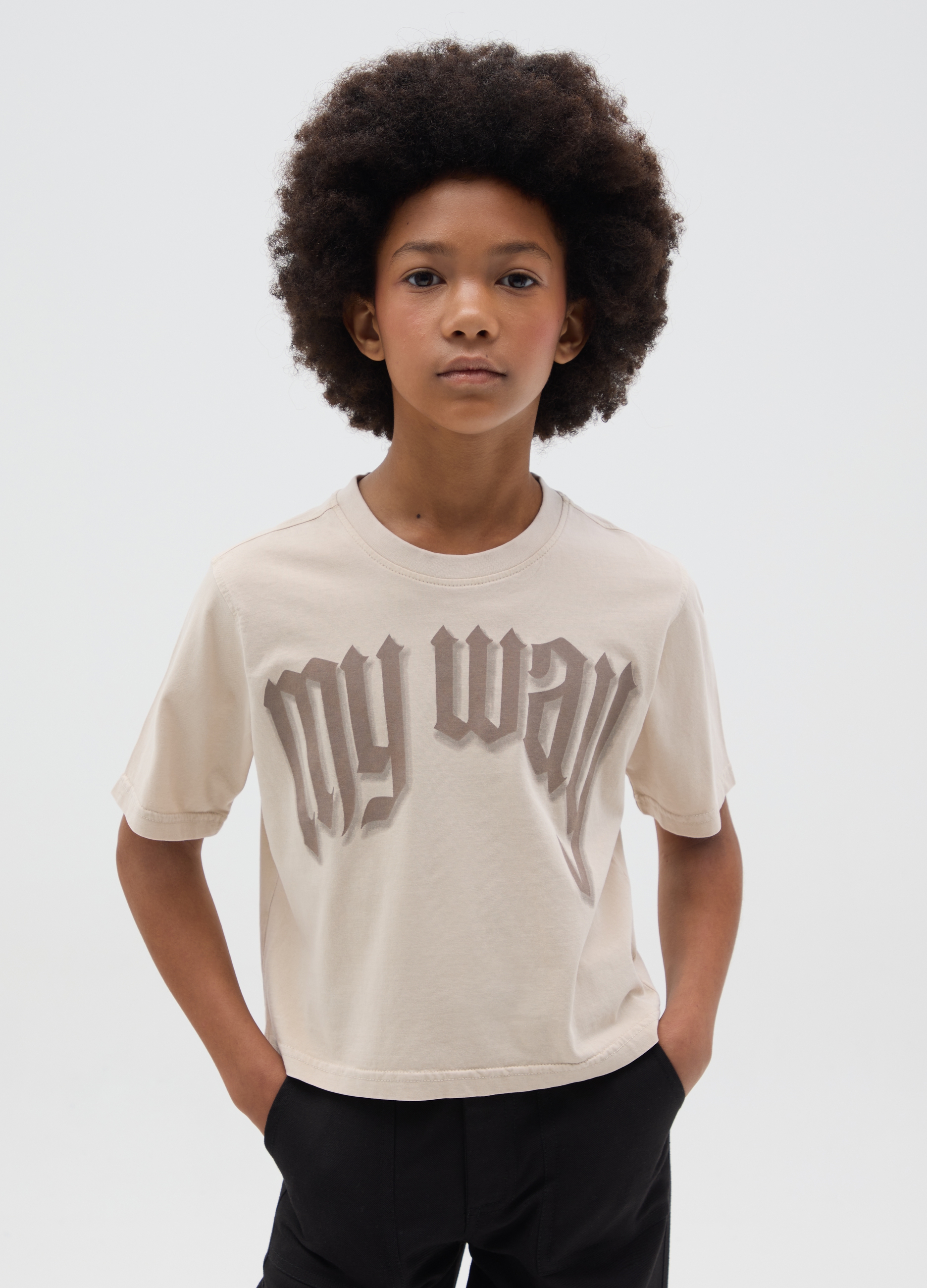 OVS, T-shirt Da Ragazze In Puro Cotone Beige Boxy Fit, Bambina, Beige, Taglia: 11-12