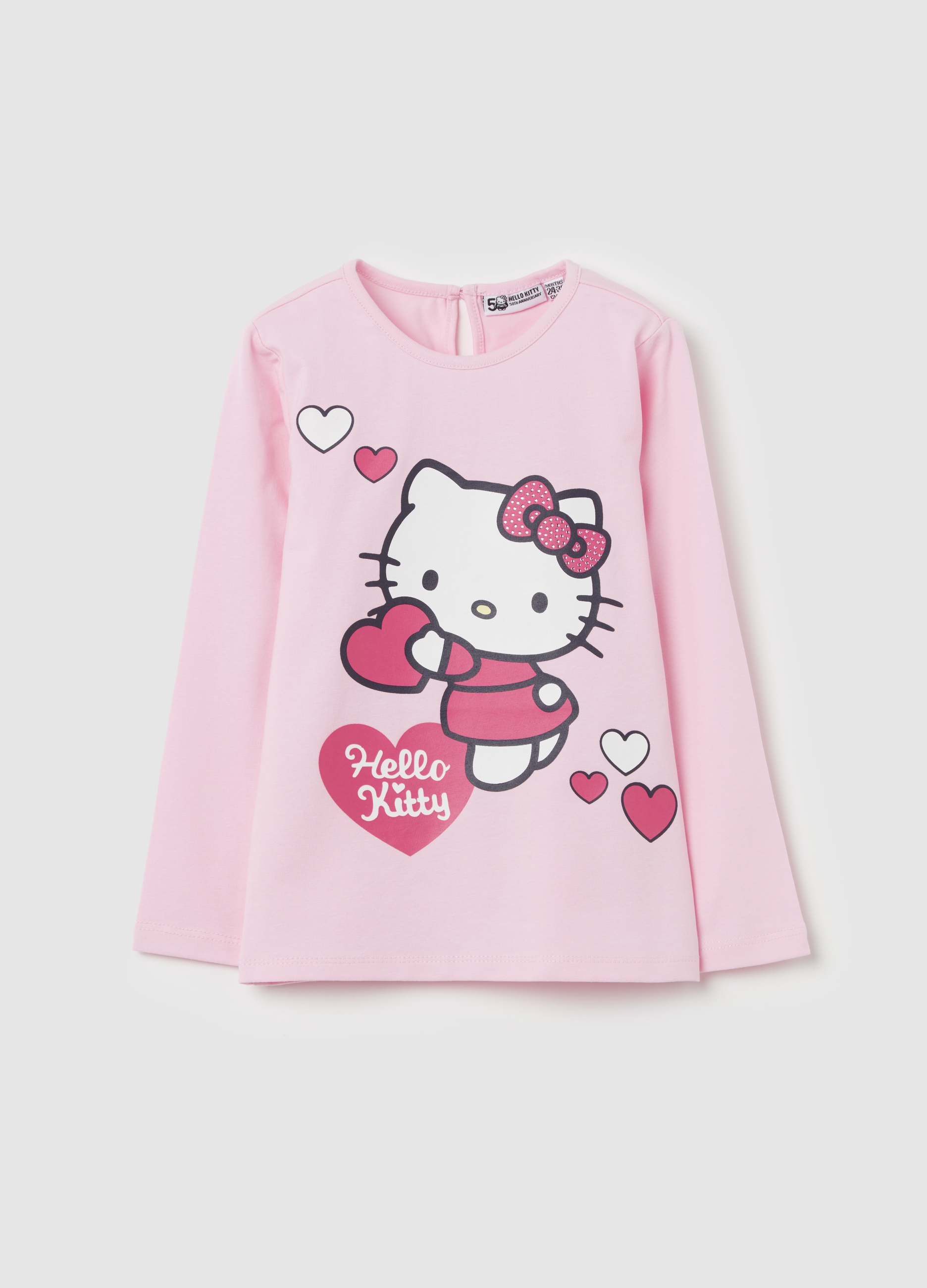 Camiseta De Manga Larga Estampado Hello Kitty, Niña, Rosa, Talla: 30-36