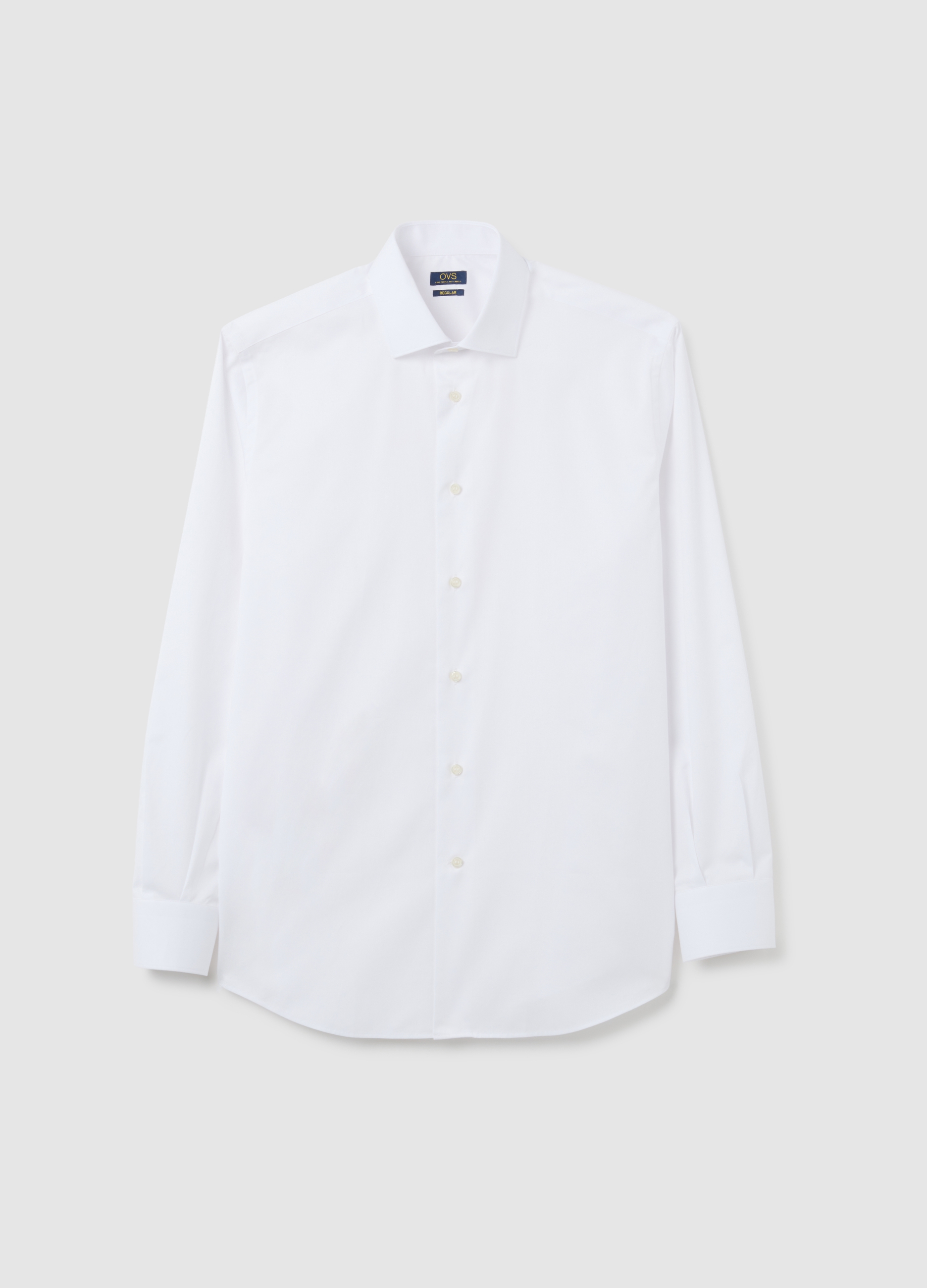 Camisa Blanca De Algodón Puro Regular Fit, Hombre, Blanco Tiza, Talla: 43
