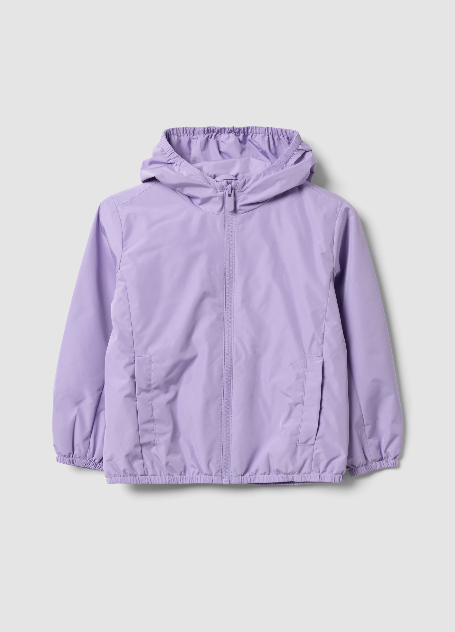 OVS KIDS, Giacca Antipioggia Viola Con Cappuccio E Zip Per Bambina Regular Fit, Viola, Taglia: 9-10