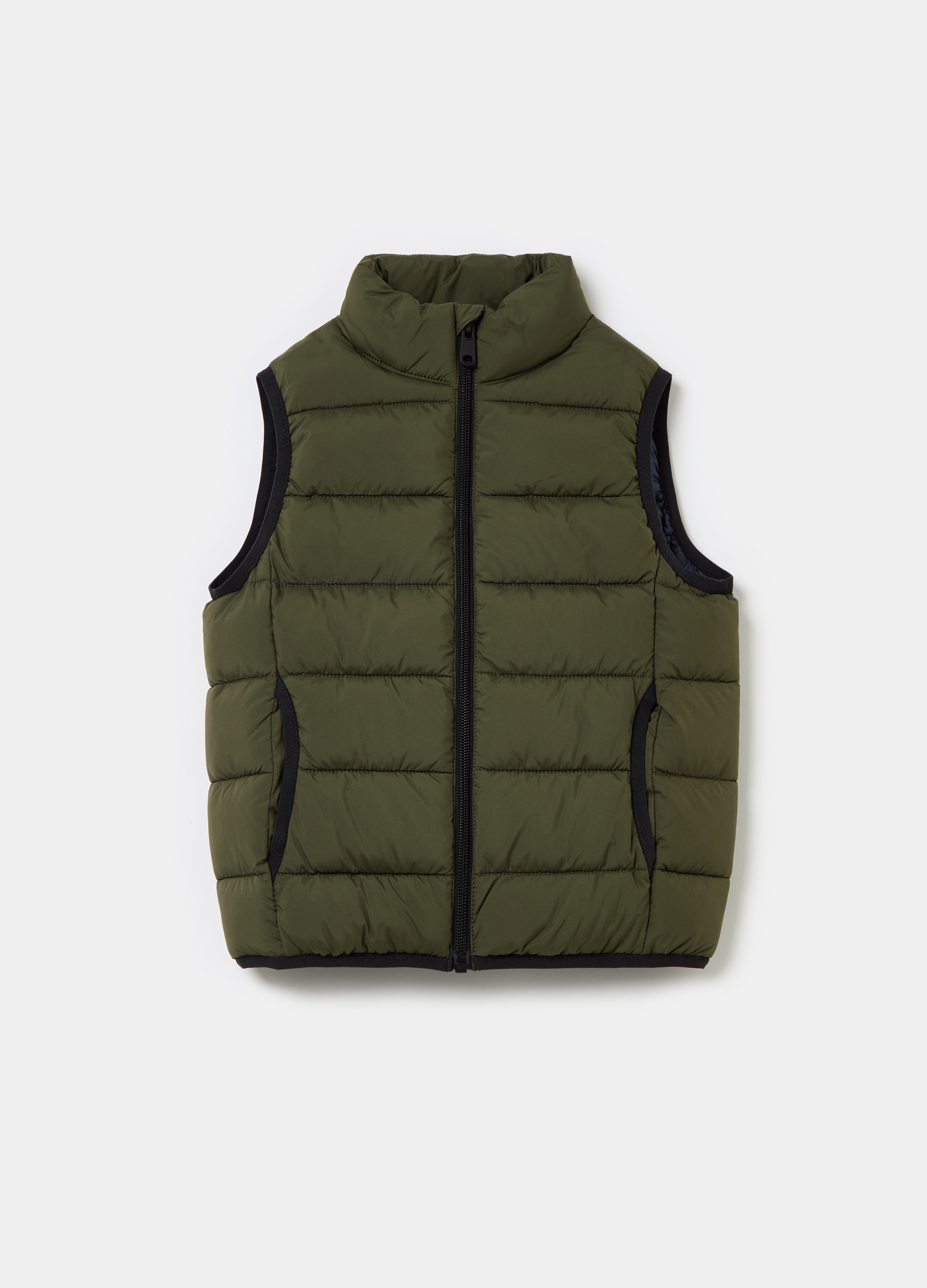 OVS KIDS, Gilet Trapuntato Full-zip Con Stampa, Bambino, Verde, Taglia: 8-9