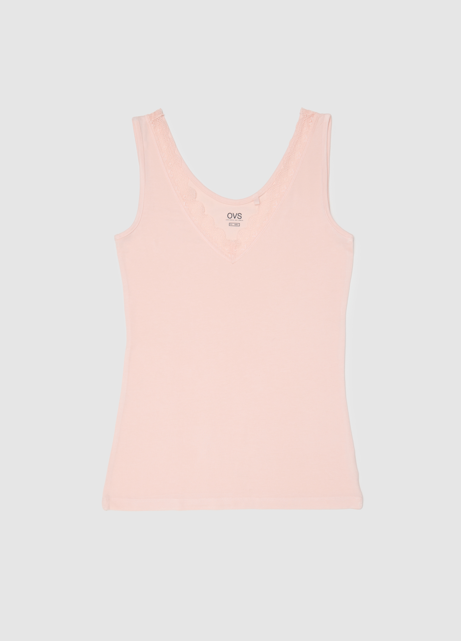 Camiseta Sin Mangas Rosa Con Regular Fit En Mezcla De Viscosa, Mujer, Rosa Claro, Talla: M