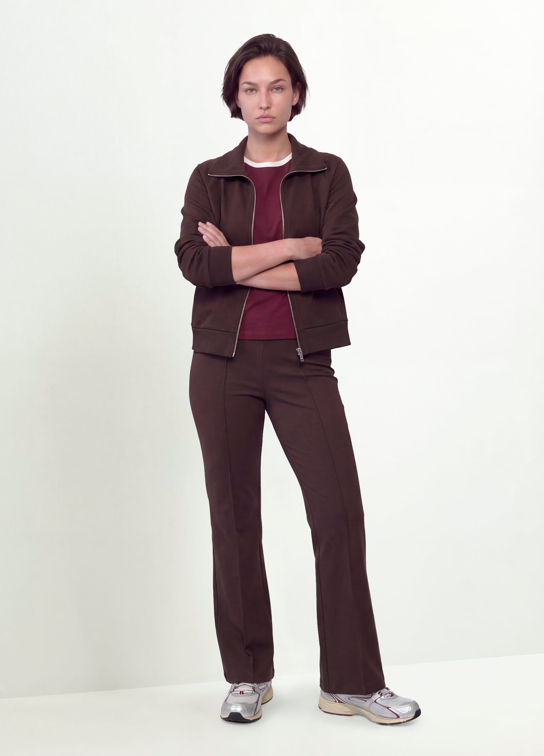 MYA, Pantaloni Marroni Flare Fit In Viscosa Elasticizzata, Donna, Marrone, Taglia: 39