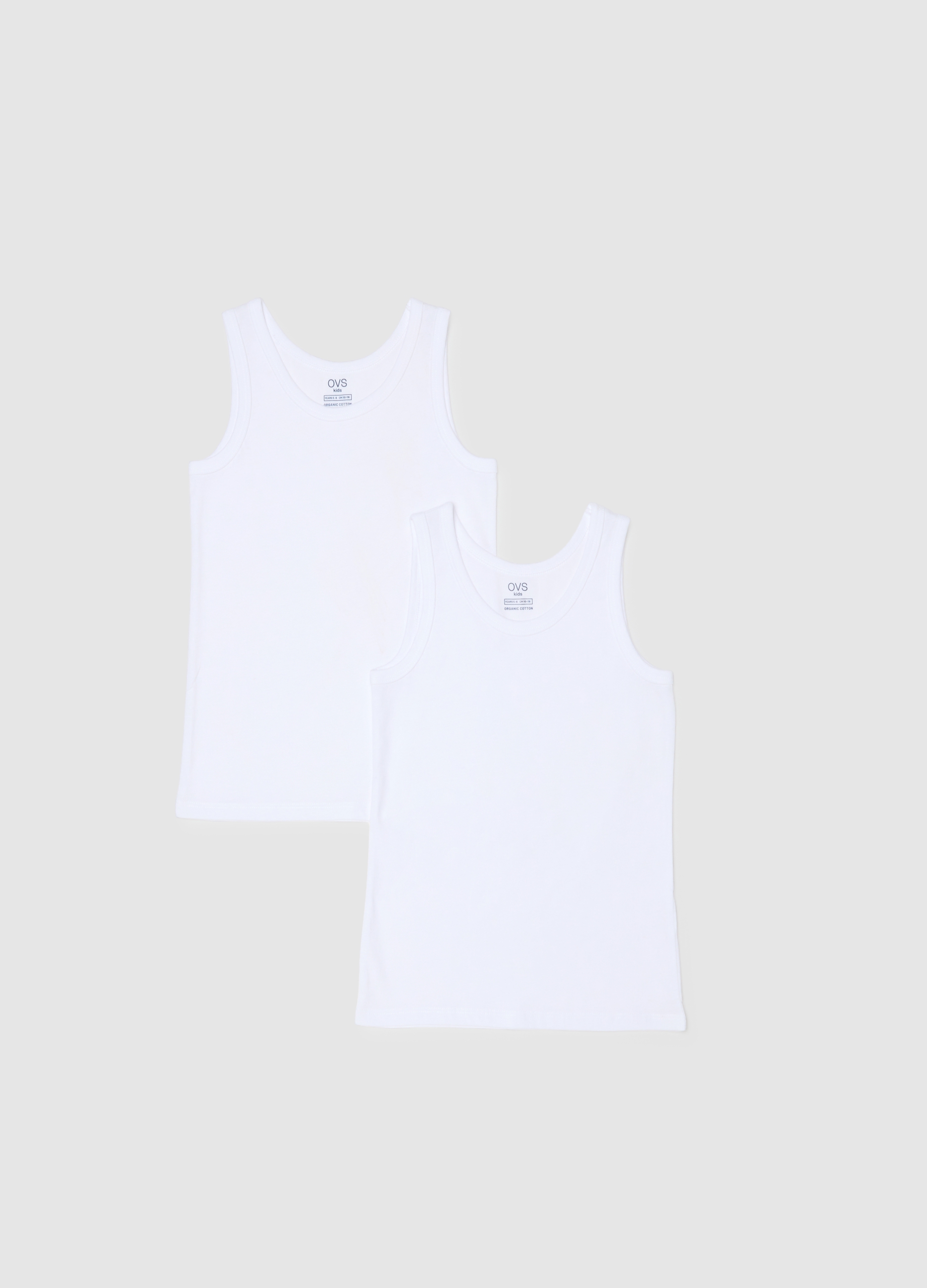 OVS KIDS, Bipack Canottiere Bianche Da Bambino In Puro Cotone Regular Fit, Unisex, Bianco, Taglia: 9-10