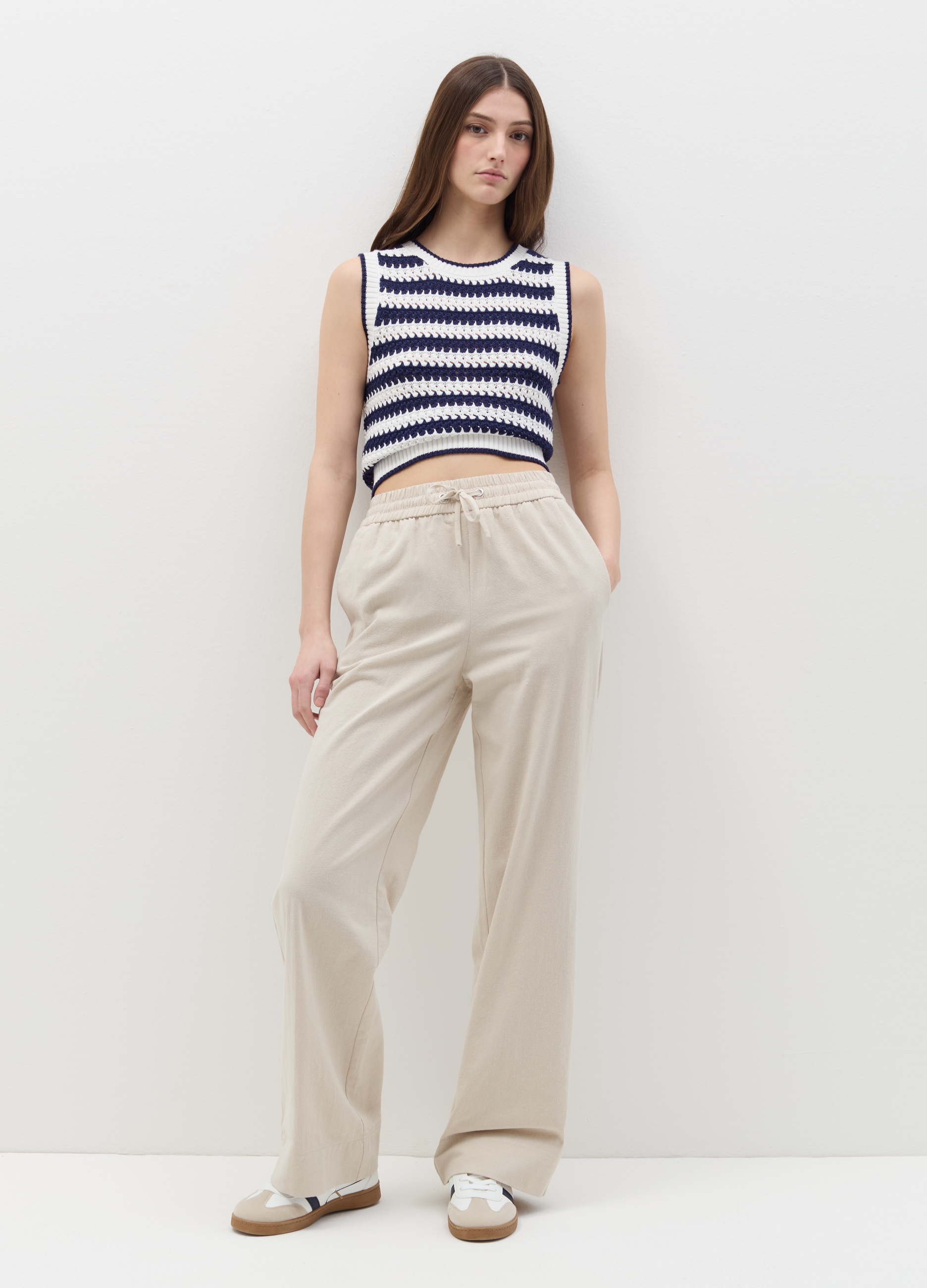 OVS, Pantalone Jogger Fluido In Cotone, Donna, Bianco, Taglia: XL