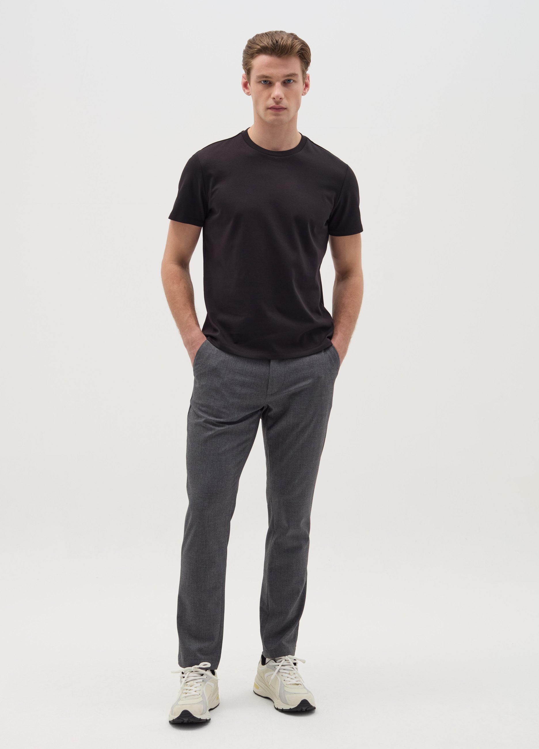 OVS, Joggers Con Cordón Interior, Hombre, Gris oscuro jaspeado, Talla: L