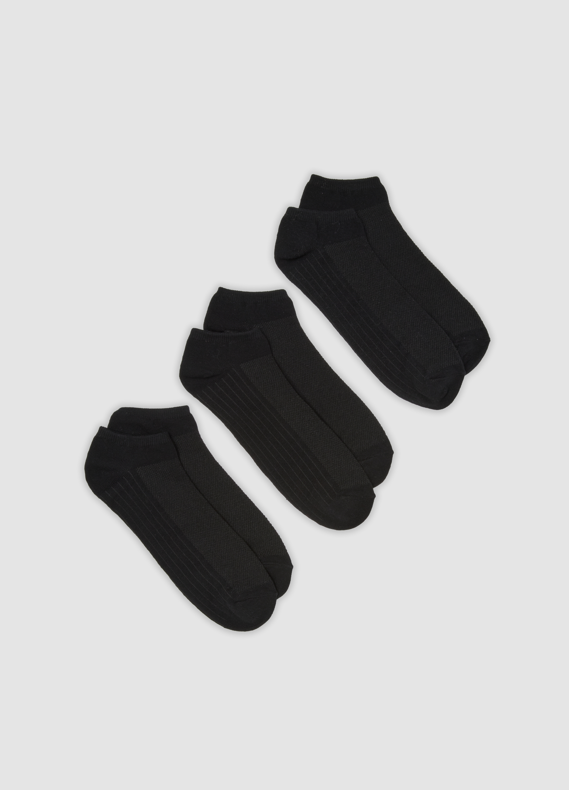 OVS, Tripack Di Calze Sportive Nere Alla Caviglia In Cotone Organico Elasticizzato, Uomo, Nero, Taglia: 38-42