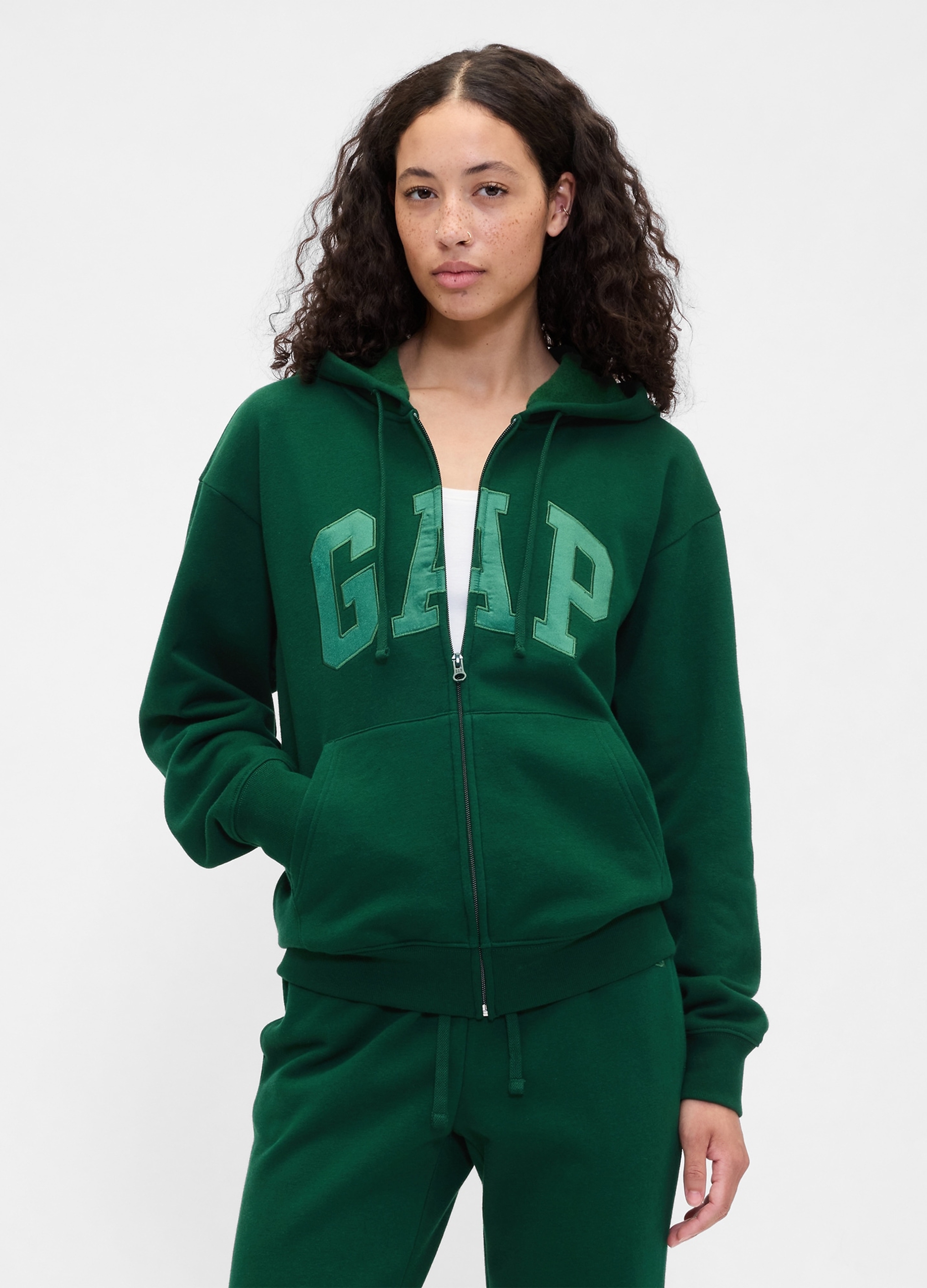 GAP, Felpa Con Cappuccio E Logo, Donna, Verde, Taglia: XS