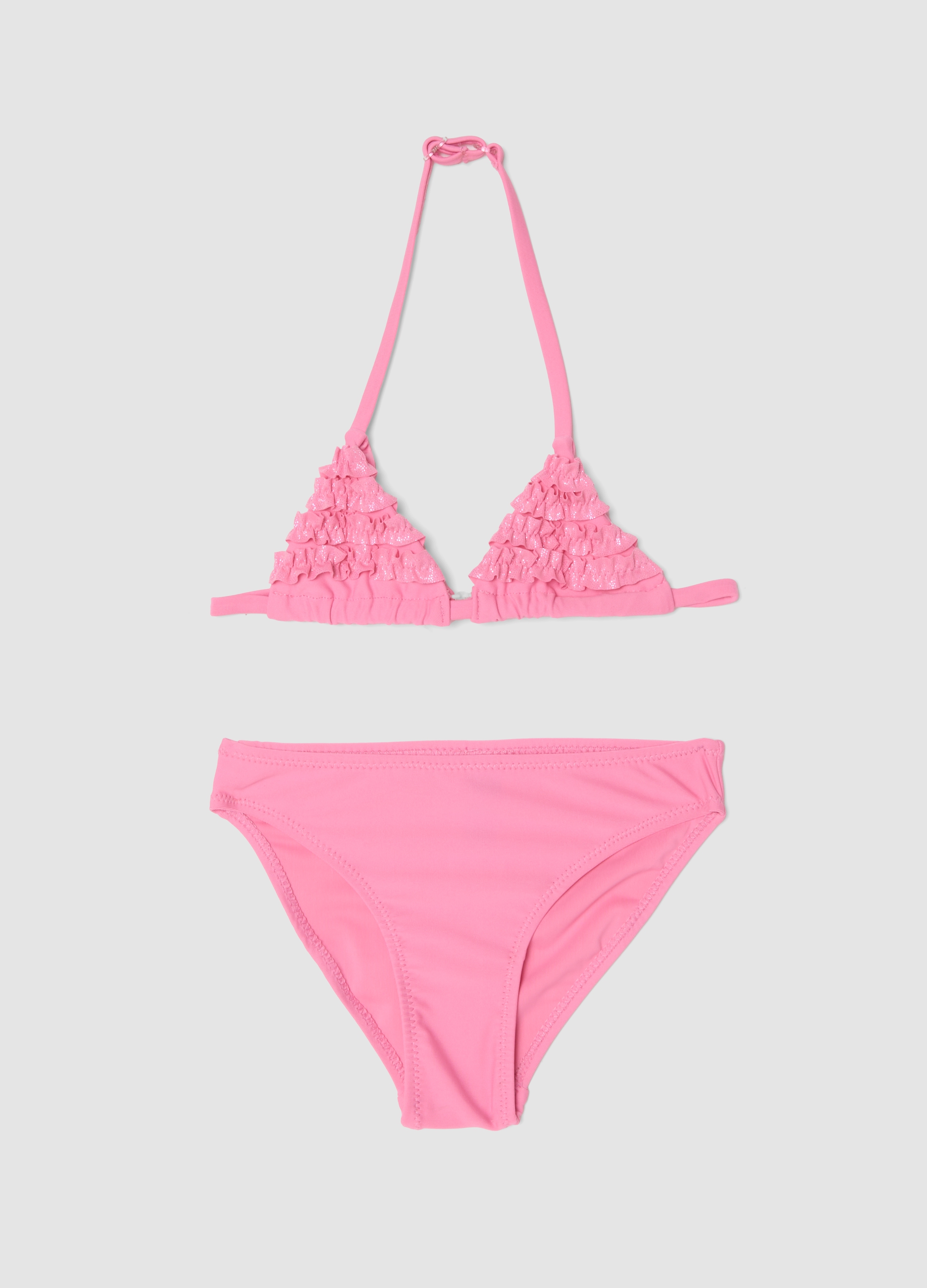 Ovs Kids Mädchen Rosa Triangel-Bikini Aus Stretchstoff Mit Volants, Größe: 9-10