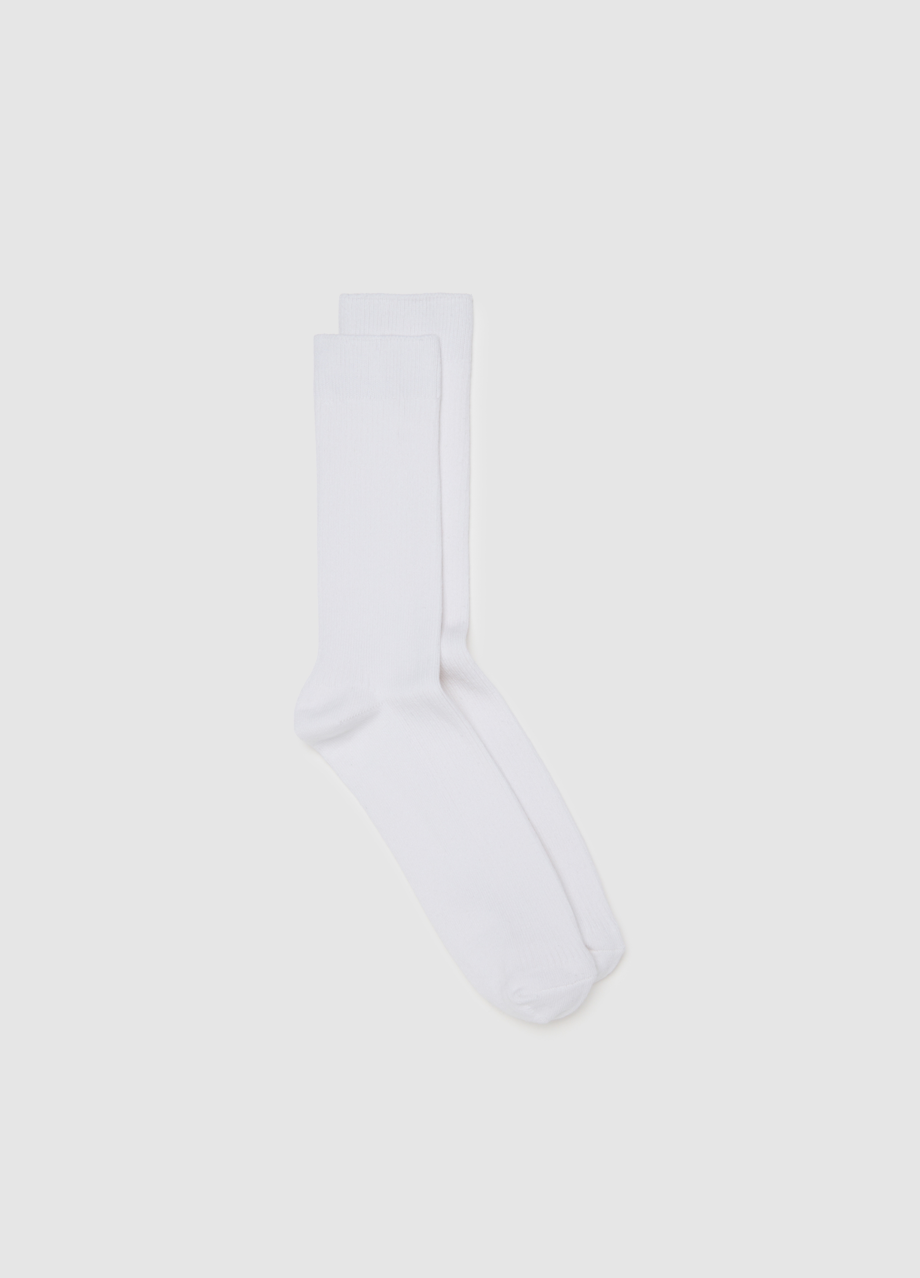 Calcetines Midi Blancos De Mezcla De Algodón, Hombre, Blanco óptico, Talla: FASUL
