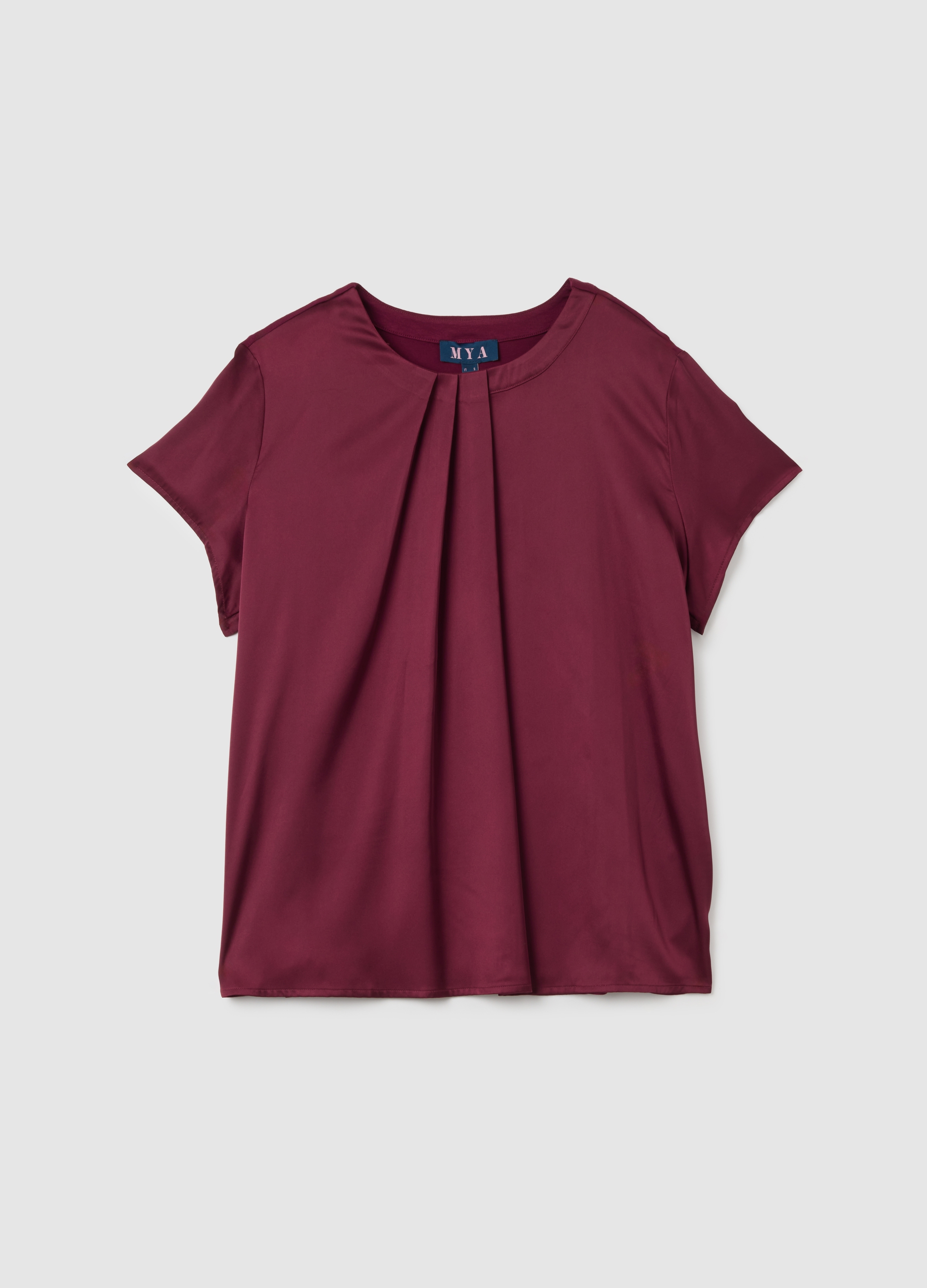 Top Rojo De Ajuste Regular Mezclado, Mujer, Rojo Oscuro, Talla: L