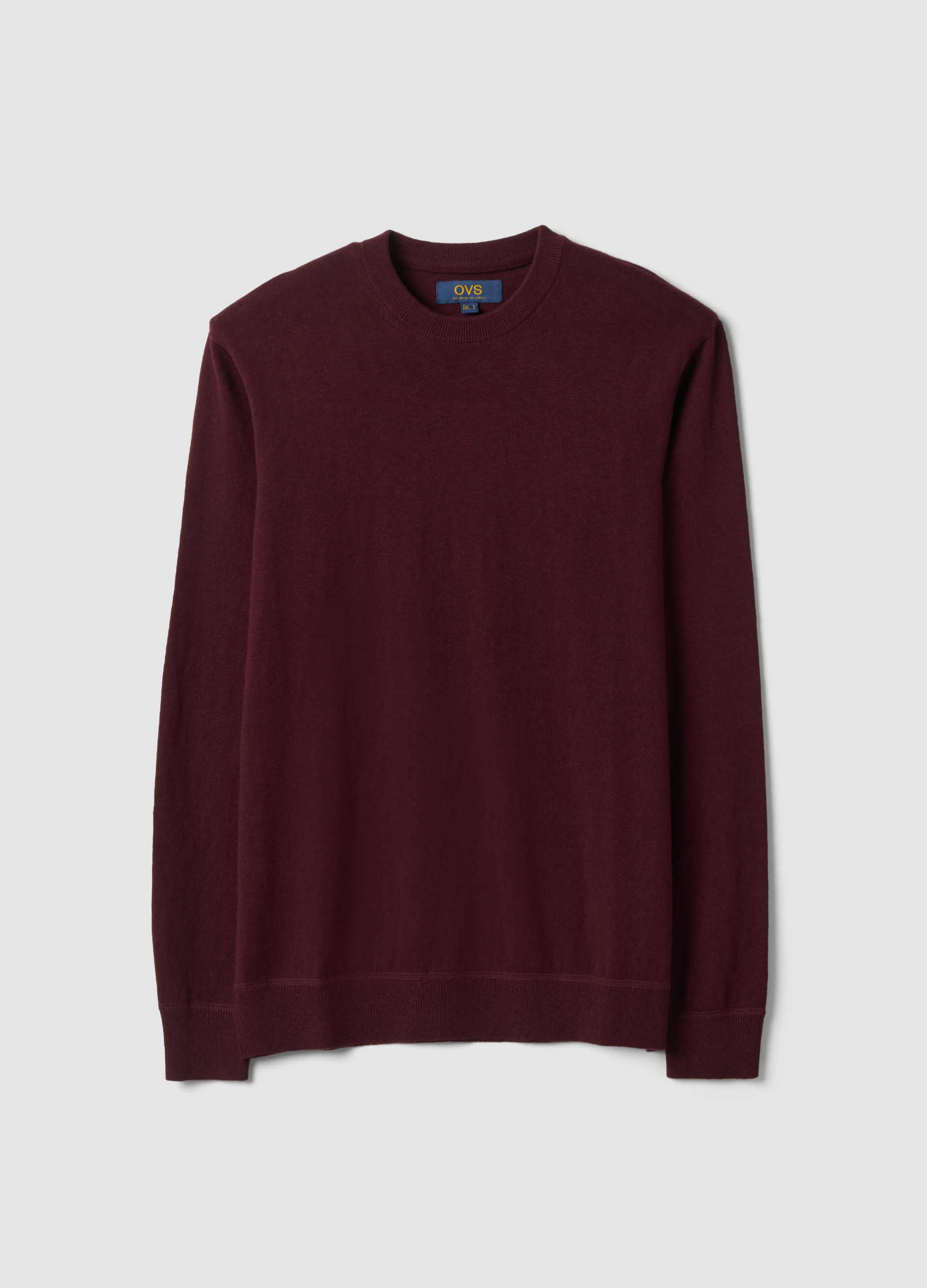 OVS, Maglia Rossa In Misto Cotone E Cashmere Girocollo, Uomo, Rosso, Taglia: M