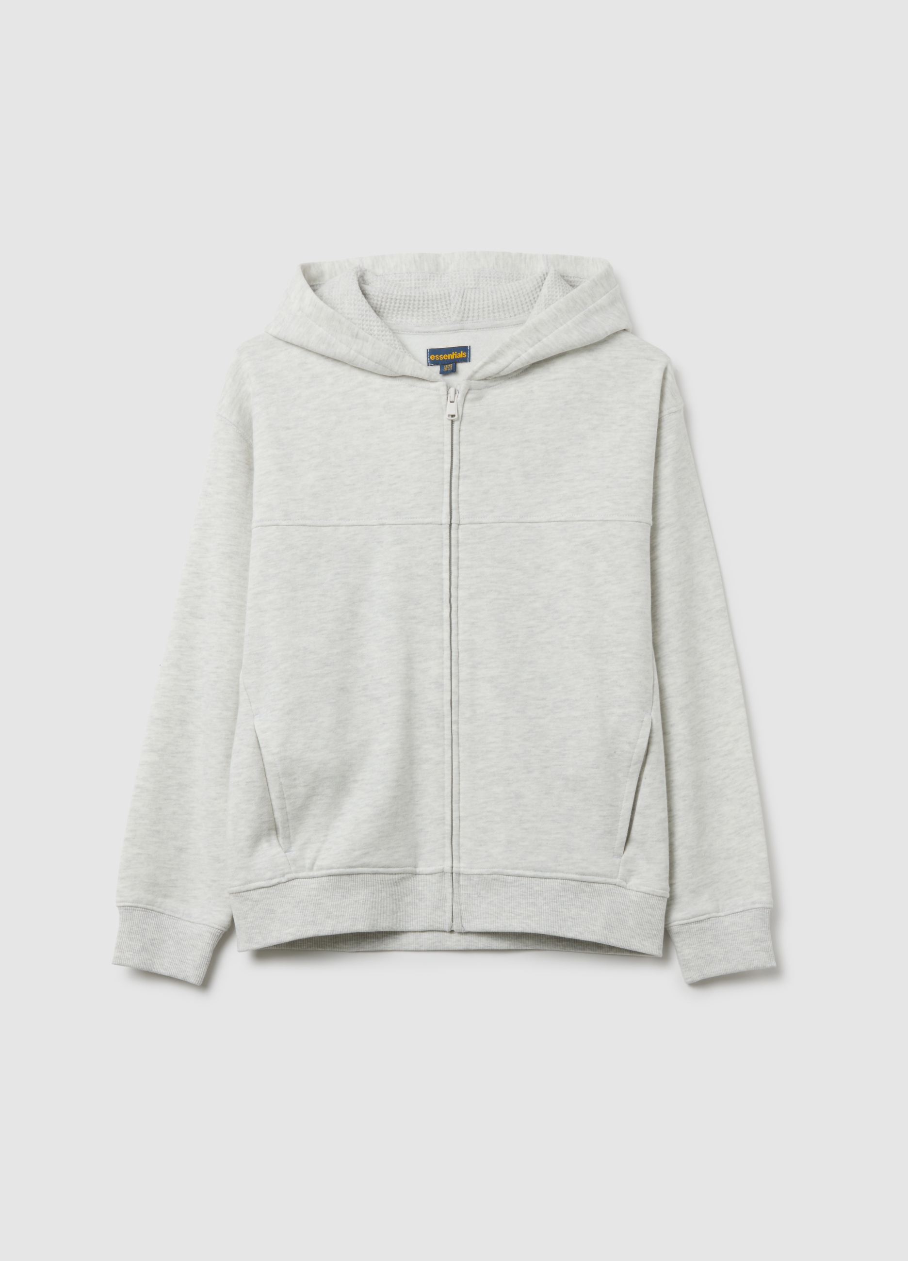 OVS KIDS, Felpa Grigia Da Ragazzo Con Cappuccio In Puro Cotone Regular Fit, Niño, Gris claro jaspeado, Talla: 12-13