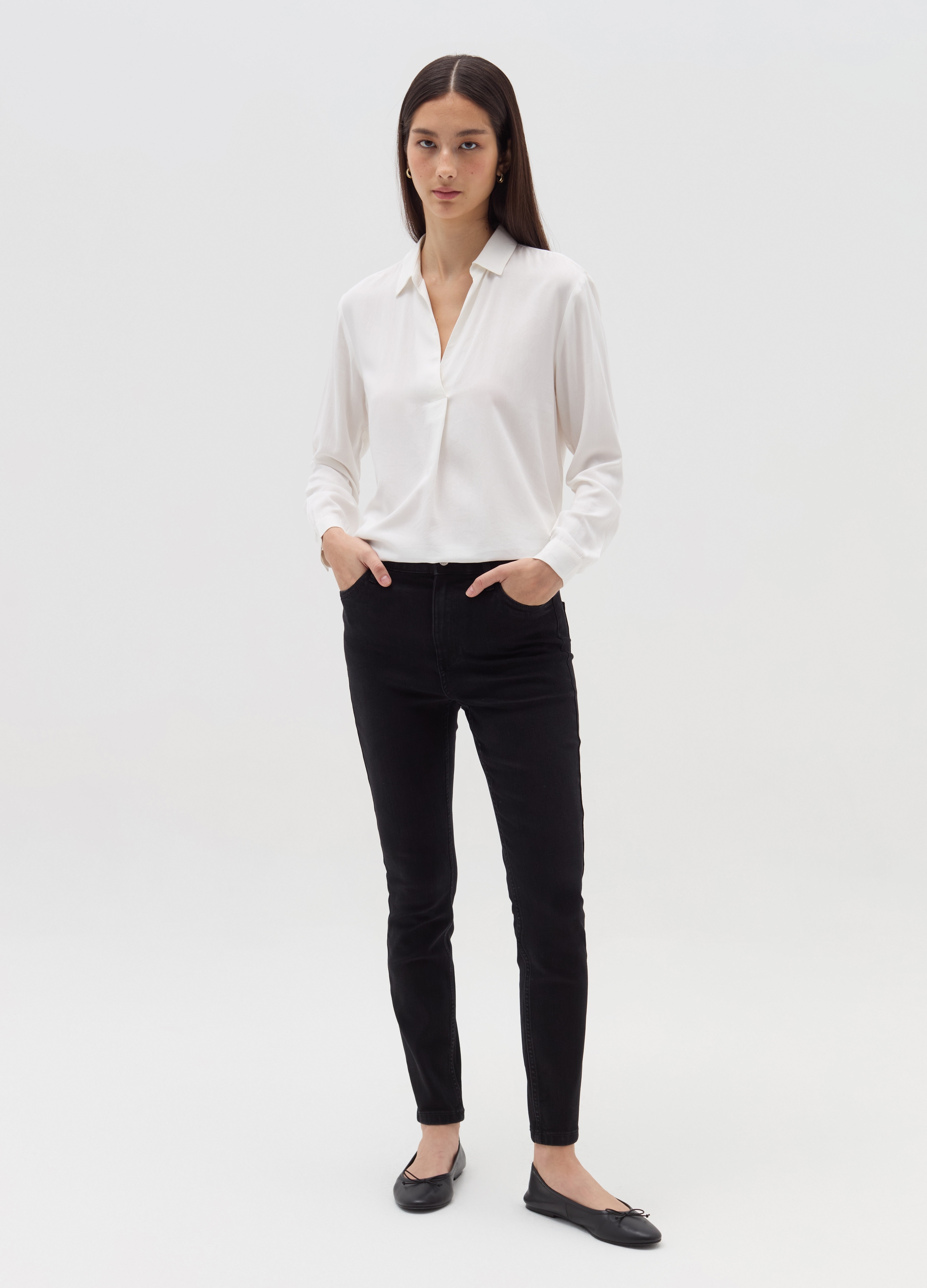 Vaqueros Push-up Skinny Fit, Mujer, Negro, Talla: 50