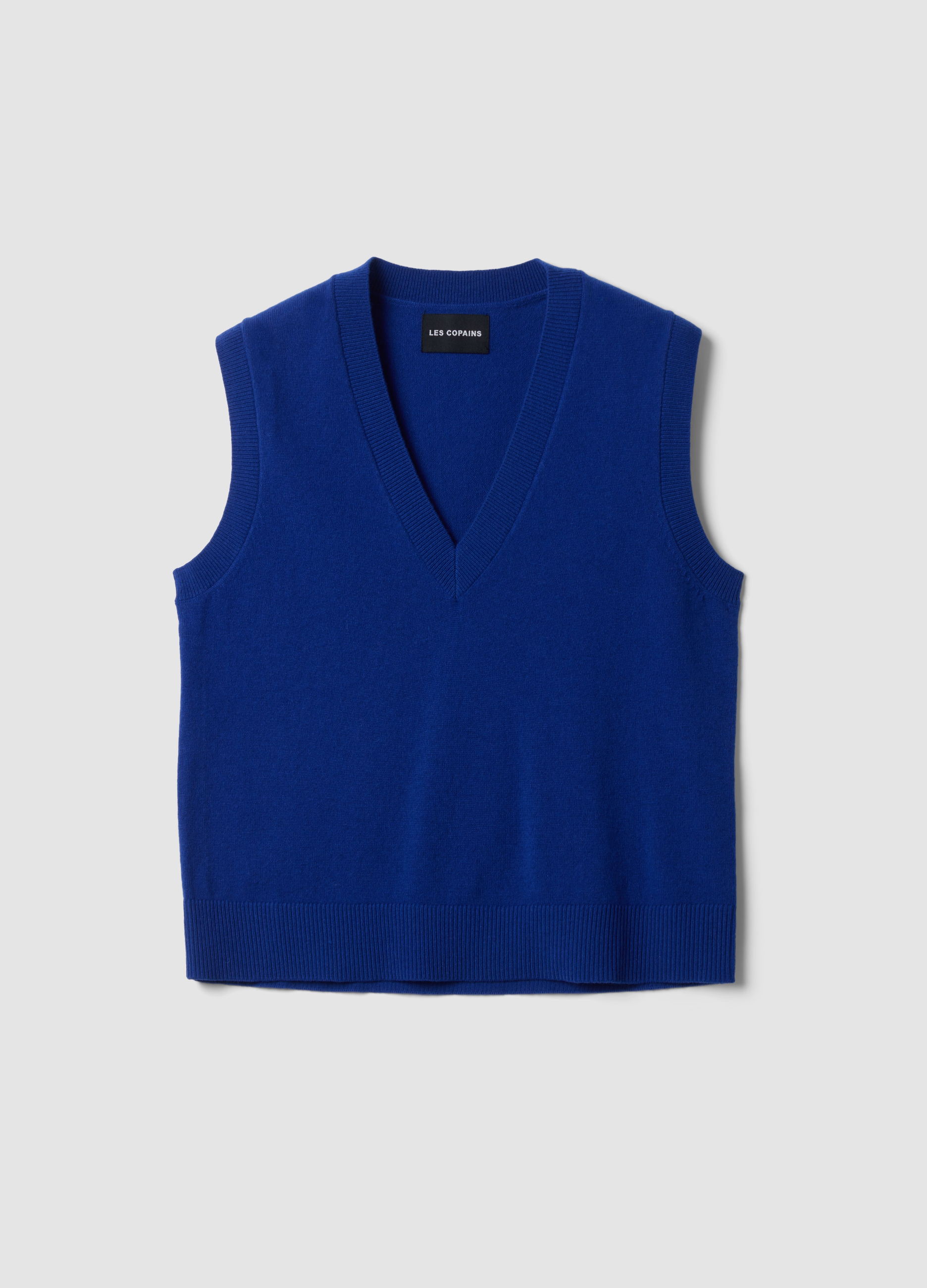LES COPAINS, Gilet Blu In Pura Lana Con Scollo Profondo A V, Donna, Blu, Taglia: XS
