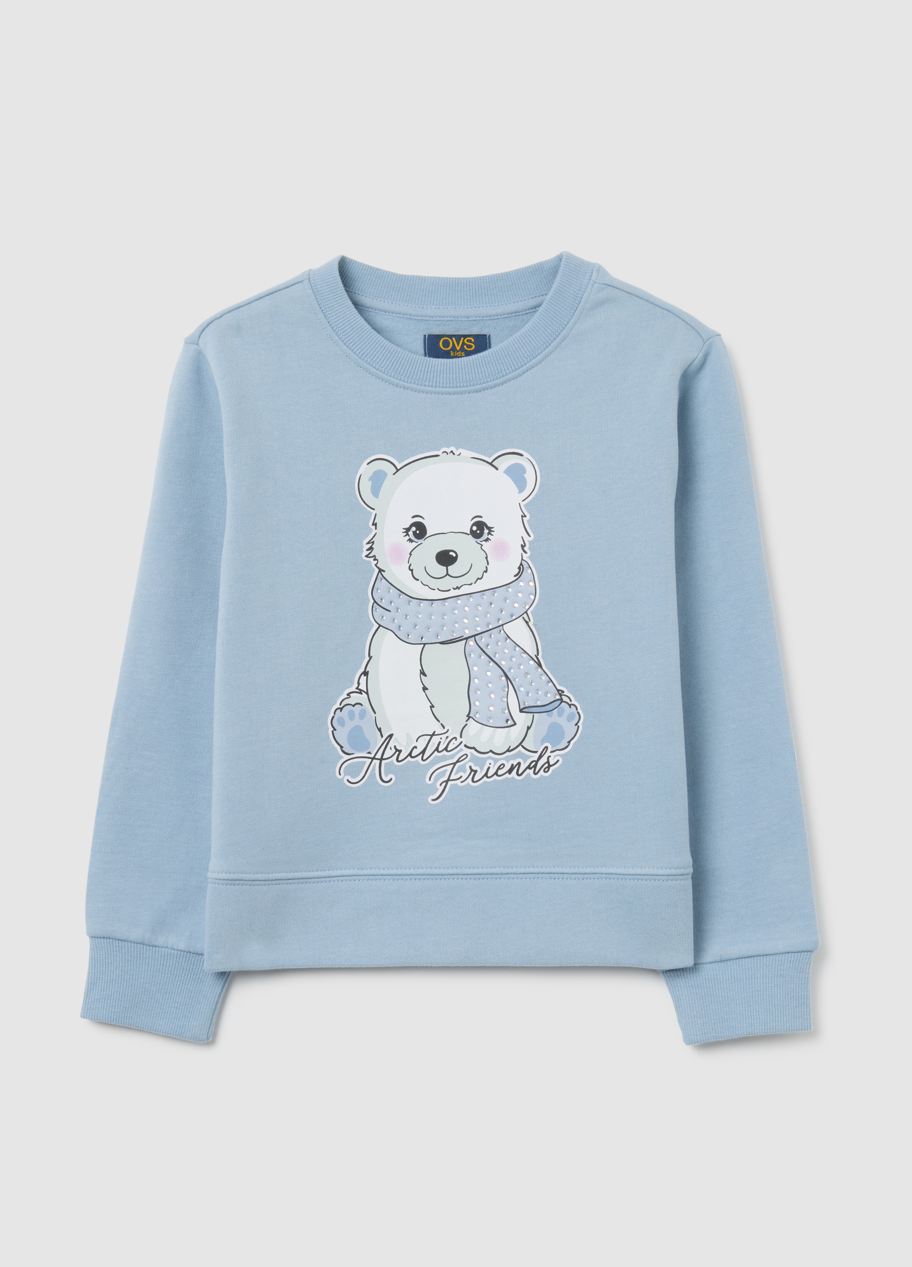 OVS KIDS, Sudadera Azul De Algodón Puro Para Niña Con Estampado Y Cuello Redondo, Niña, Azul Azur, Talla: 6-7