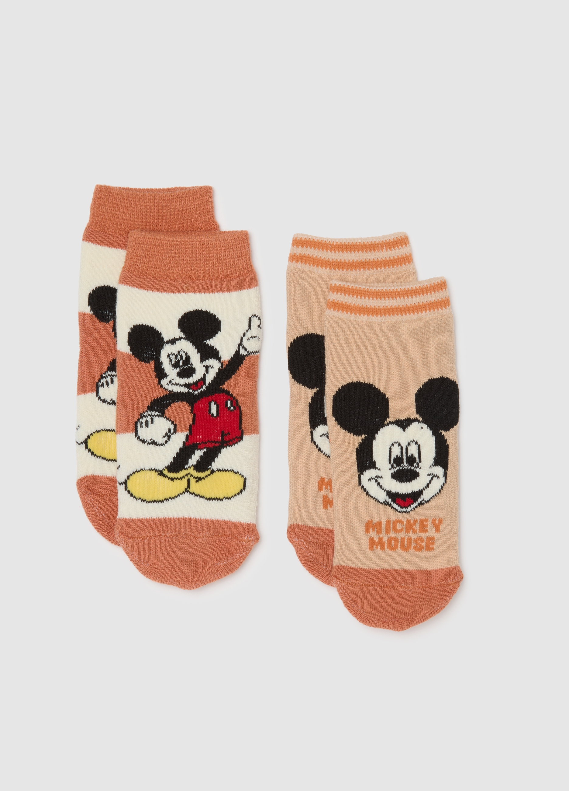 OVS, Set Bipack Calzini Da Bambino In Cotone Multicolor Elasticizzati Mickey Mouse, Junge, Weiß/Orange, Größe: 6-12