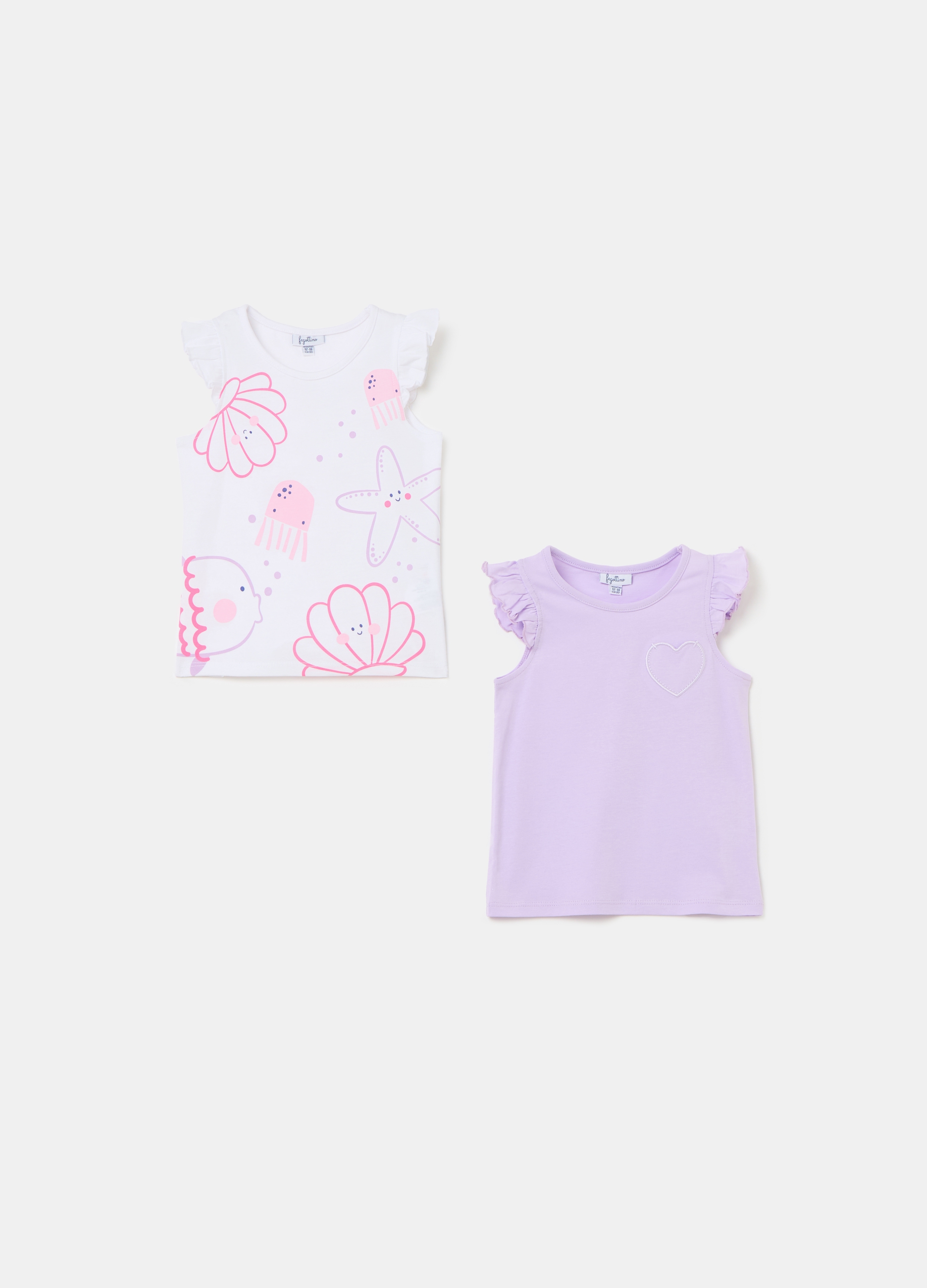 FAGOTTINO, Bipack Tank Top In Cotone Con Stampa, Bambina, Multicolor, Taglia: 30-36
