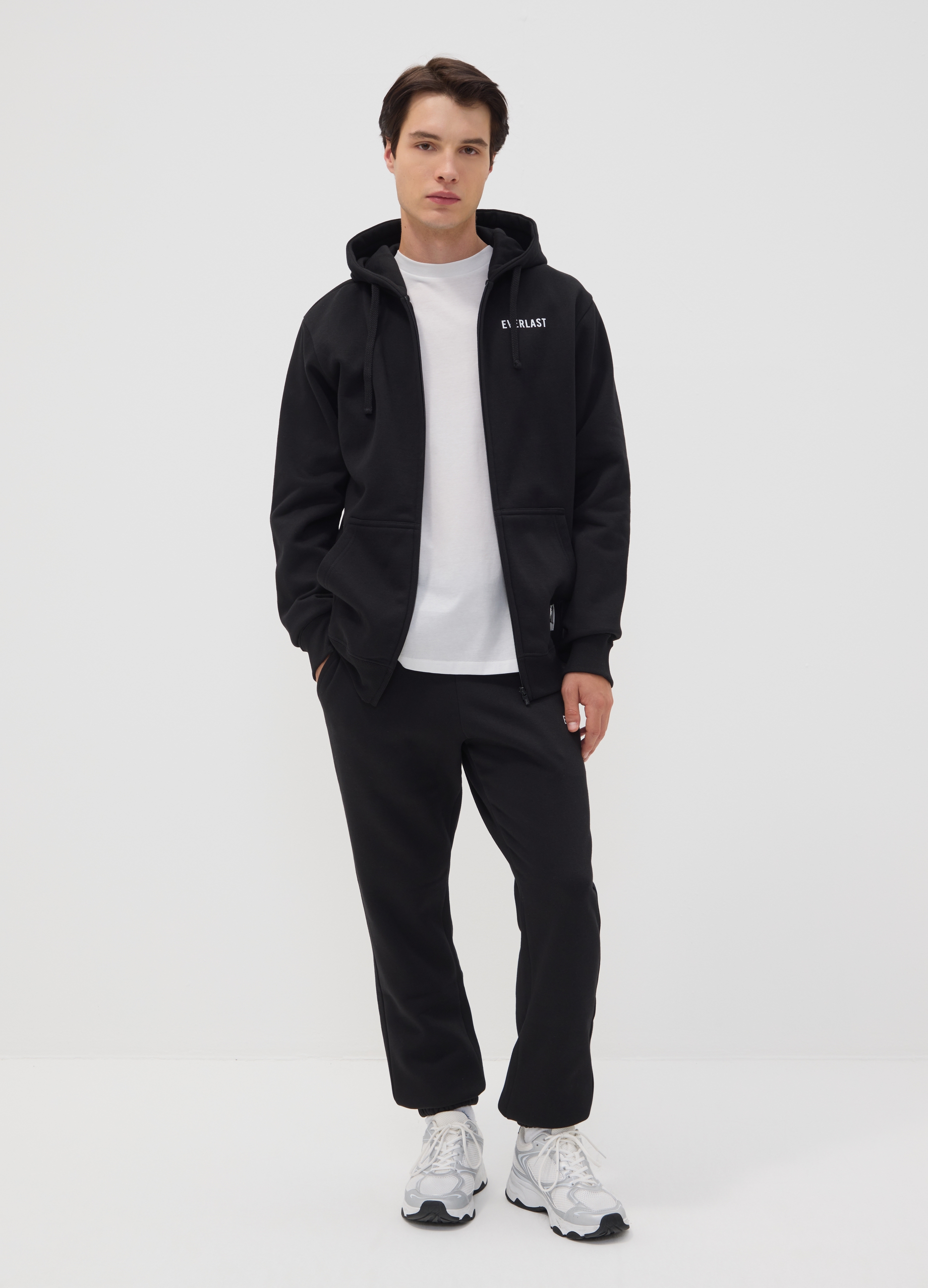 EVERLAST, Pantaloni Sportivi Neri In Misto Cotone Con Logo, Unisex, Nero, Taglia: S